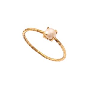 Gold Plated 925 Sterling Silver Fresh Water Pearl Ring Women