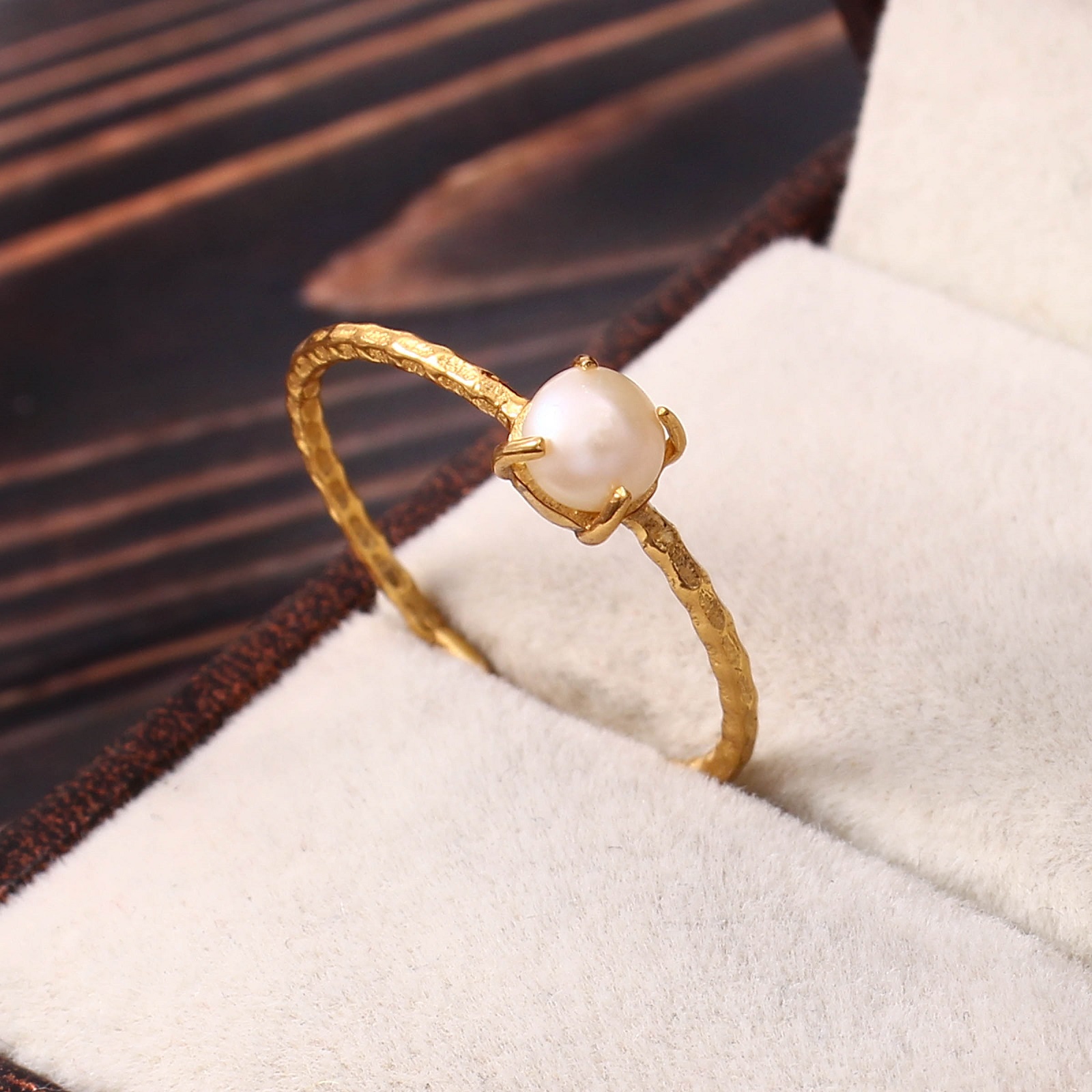 Gold Plated 925 Sterling Silver Fresh Water Pearl Ring Women