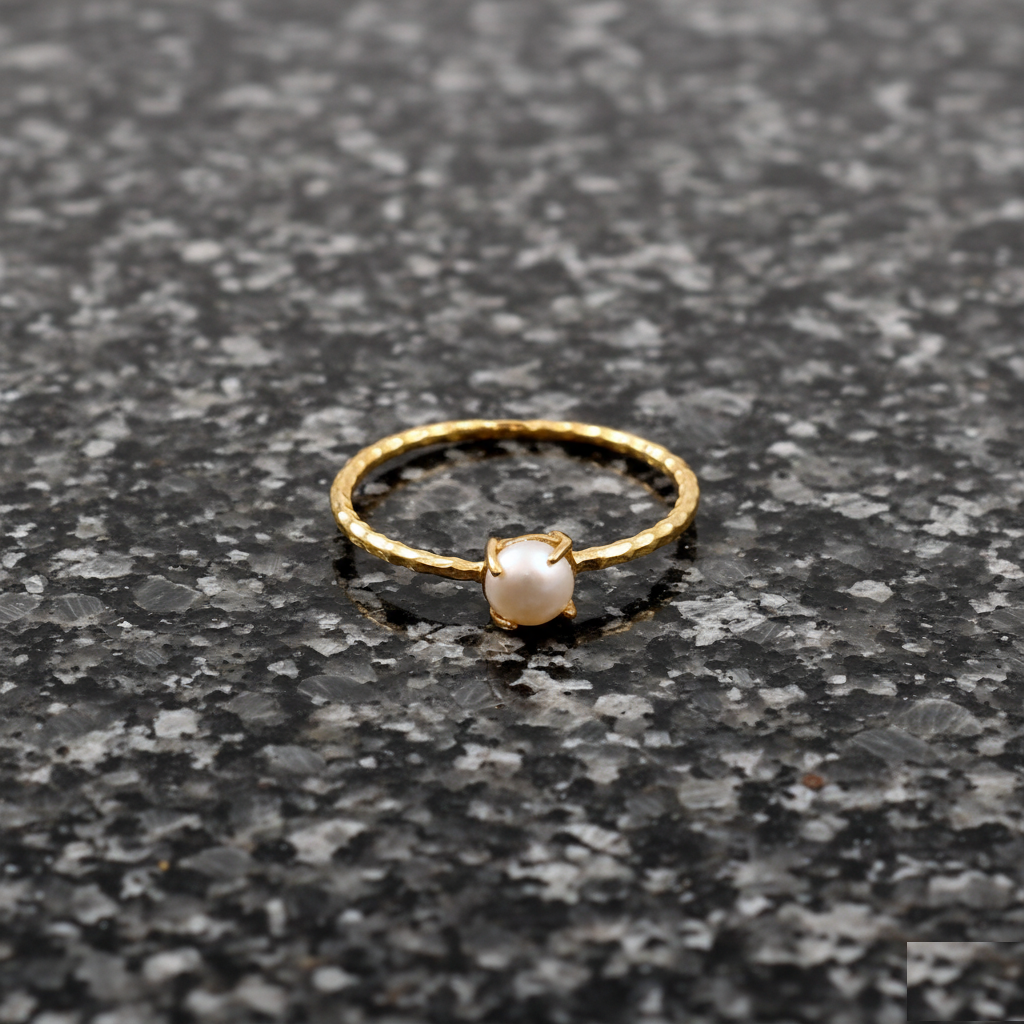 Gold Plated 925 Sterling Silver Fresh Water Pearl Ring Women