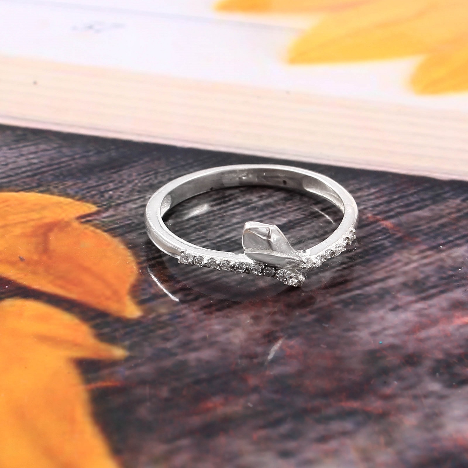 925 Sterling Silver Tulip Ring With White CZ