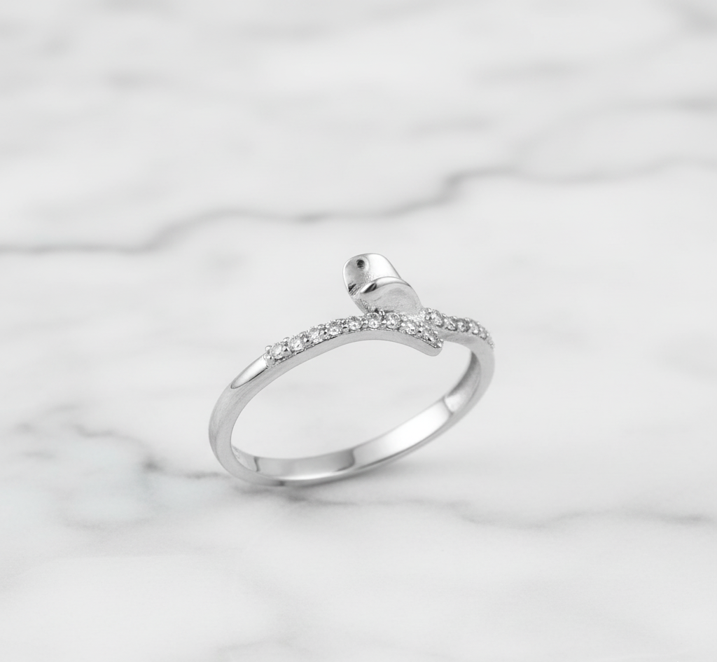 925 Sterling Silver Tulip Ring With White CZ