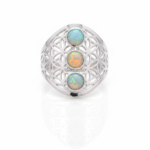 925 Sterling Silver Multi Ethiopian Opal Gems Mandala Ring
