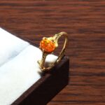 Gold Plated 925 Sterling Silver Orange Opal Dyed Branch Ring