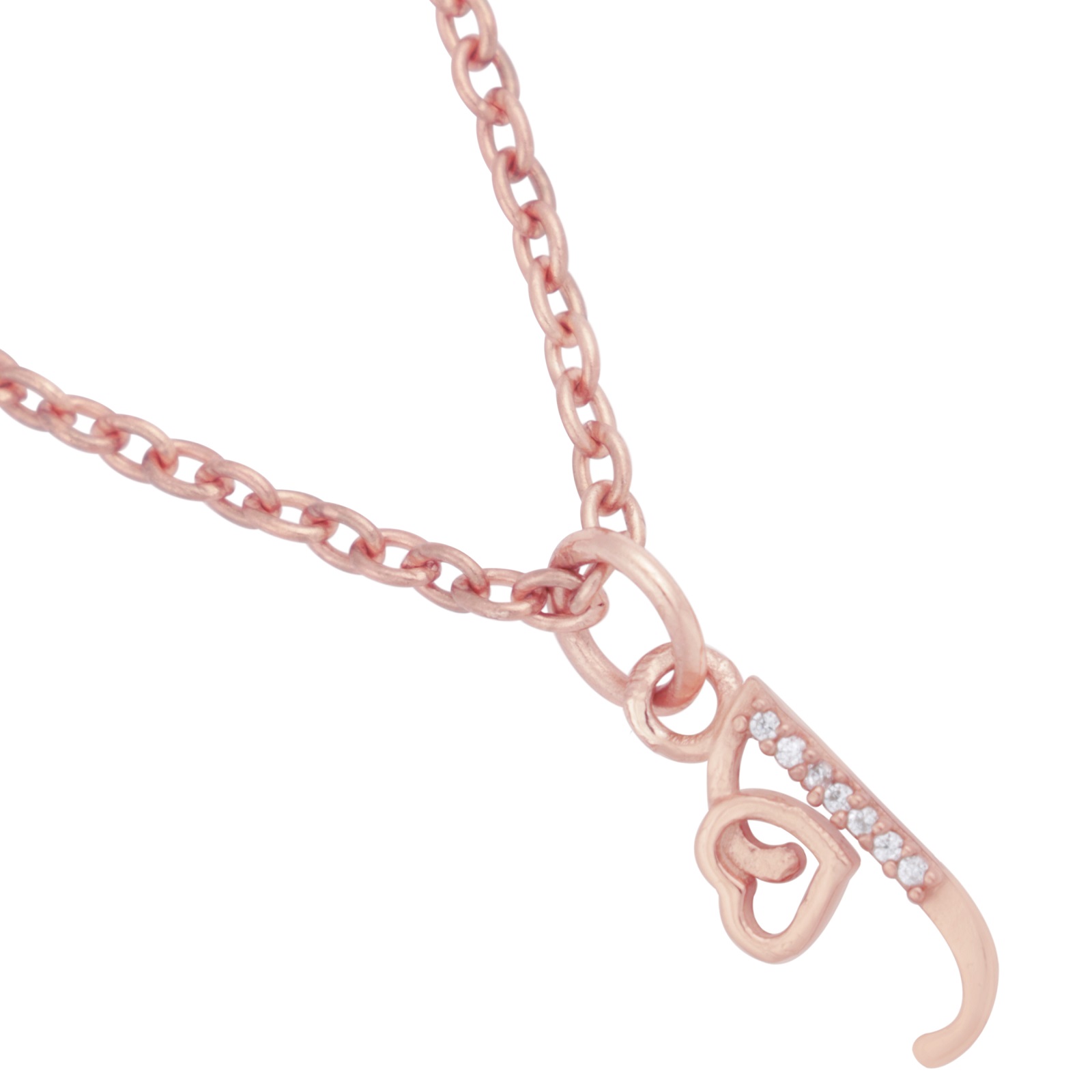 925 Sterling Silver J Initial Pendant Necklace With White CZ