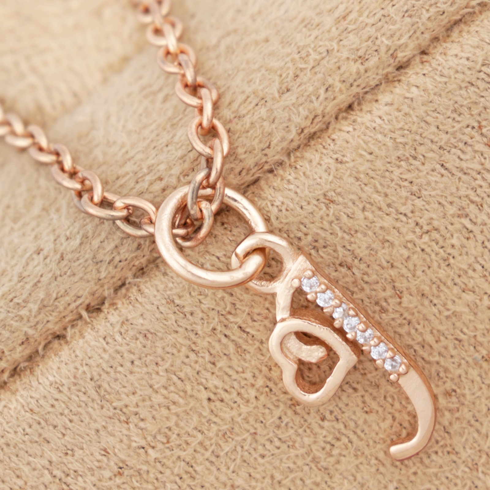 925 Sterling Silver J Initial Pendant Necklace With White CZ