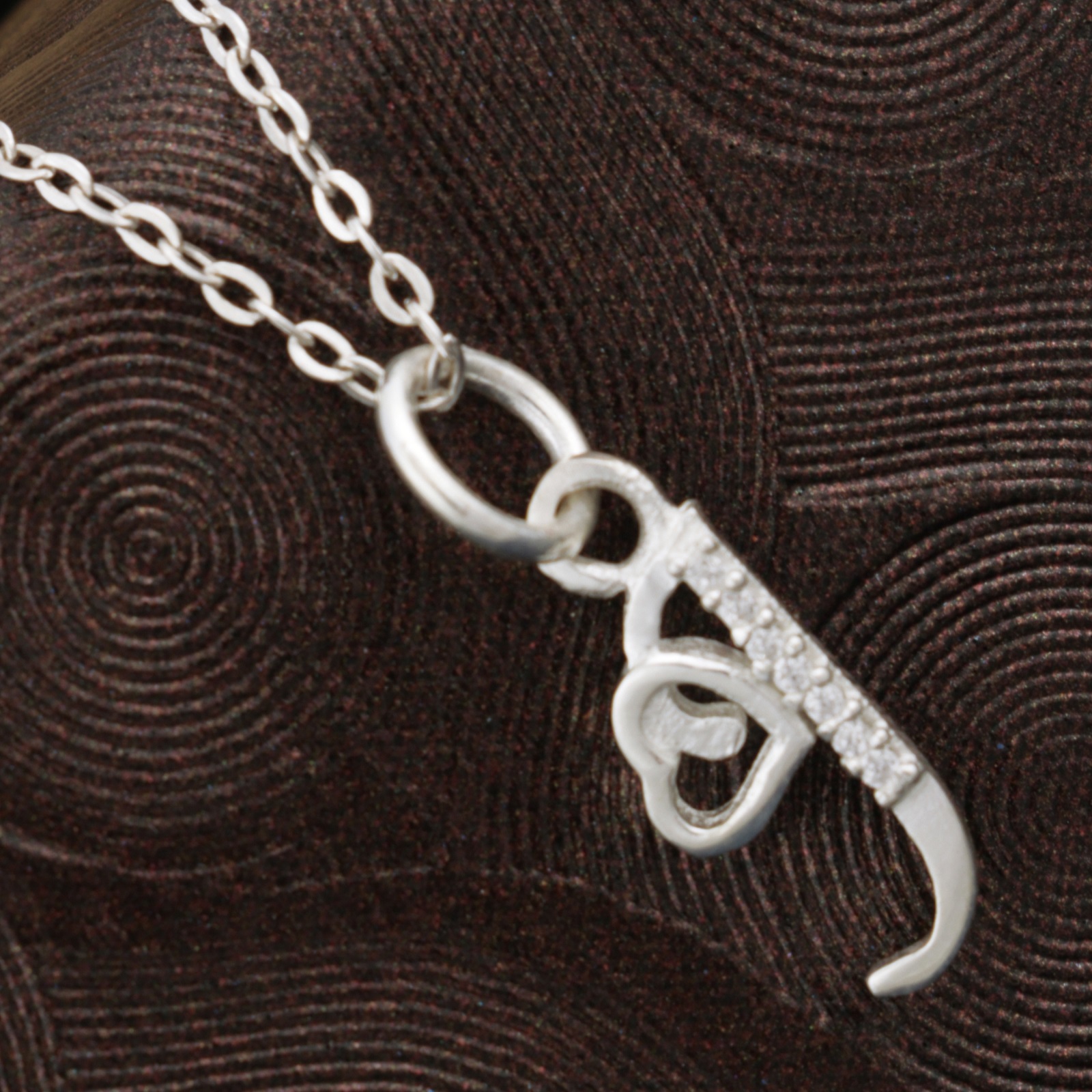 925 Sterling Silver J Initial Pendant Necklace With White CZ