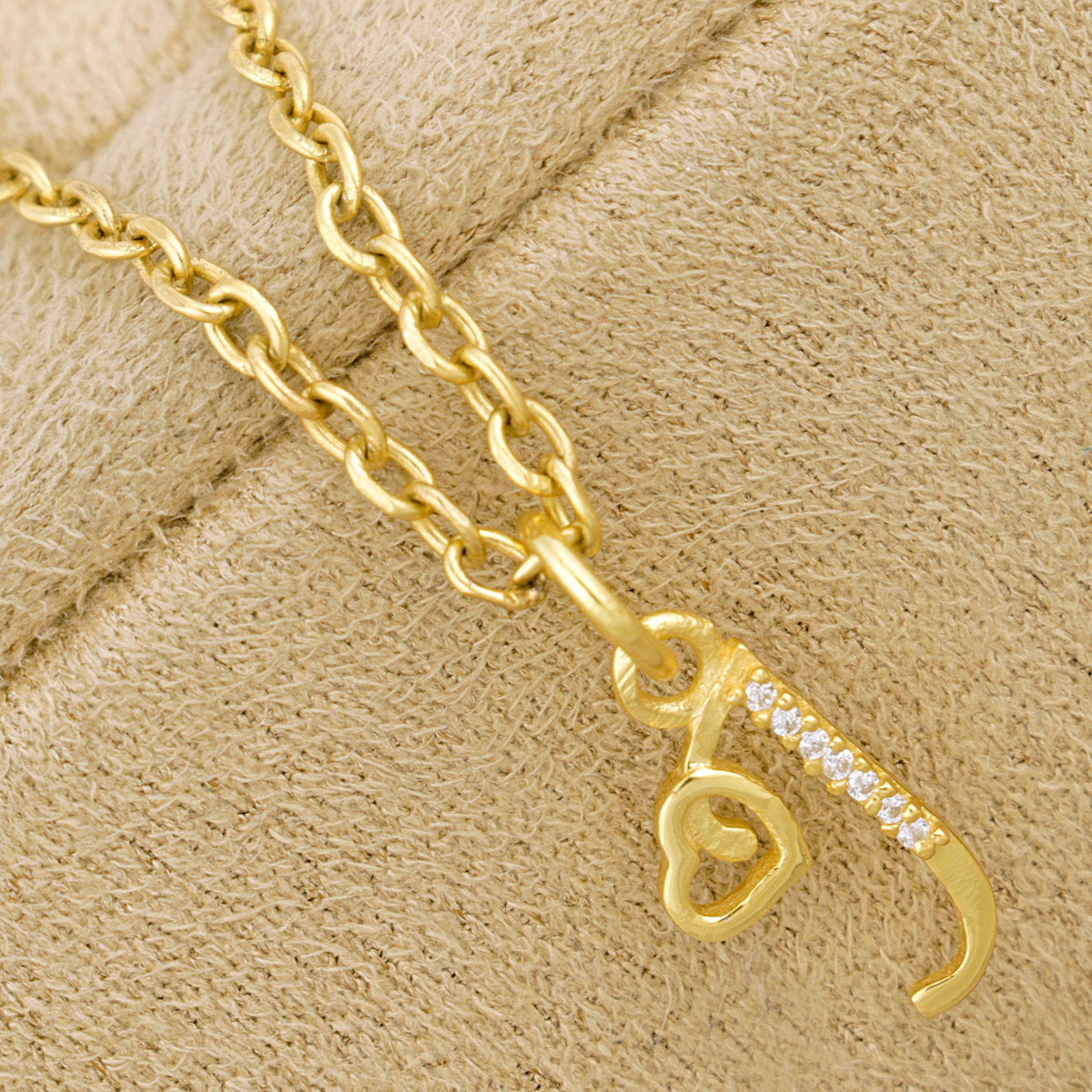 925 Sterling Silver J Initial Pendant Necklace With White CZ