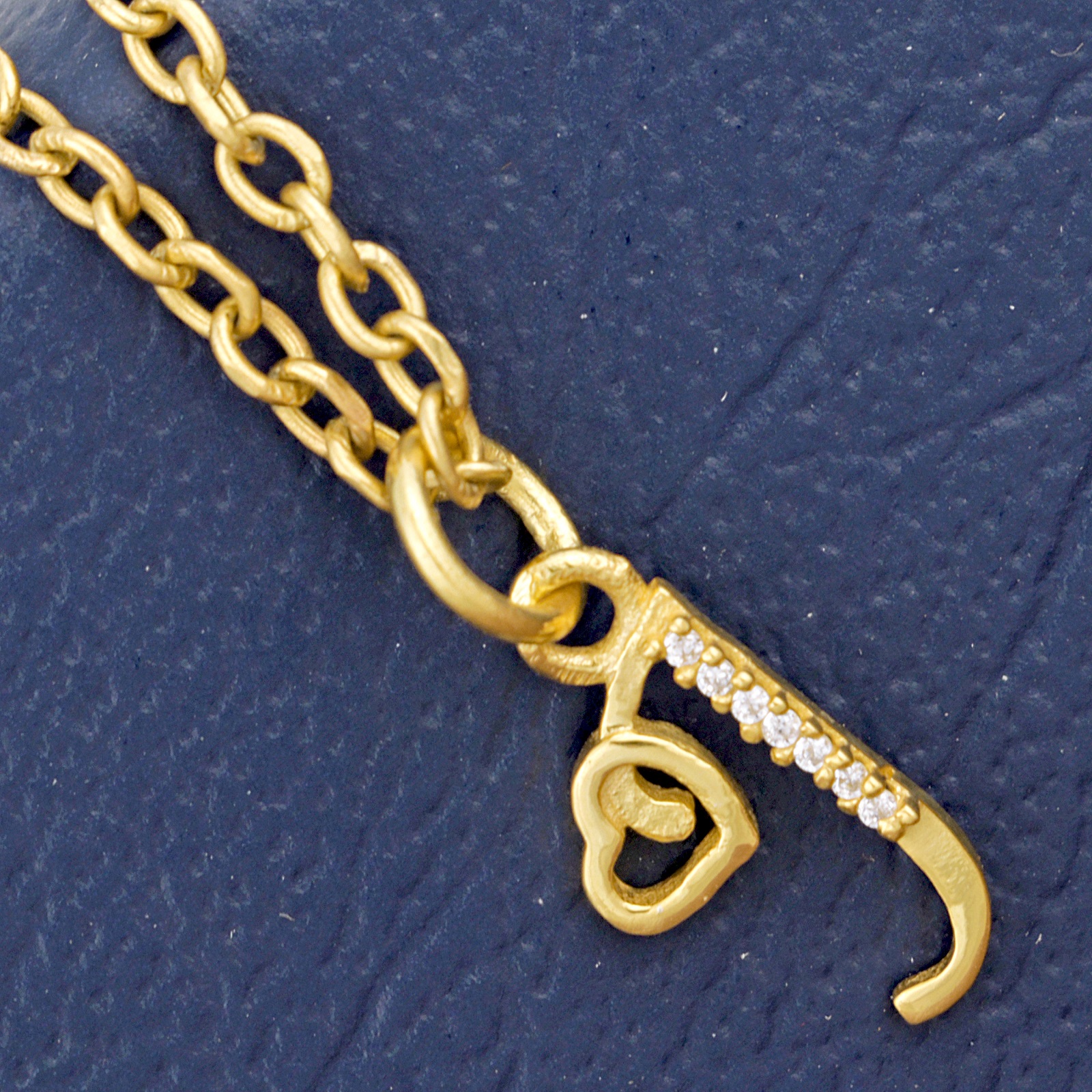 925 Sterling Silver J Initial Pendant Necklace With White CZ