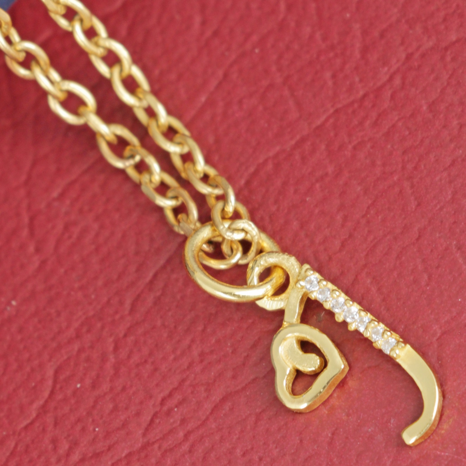 925 Sterling Silver J Initial Pendant Necklace With White CZ