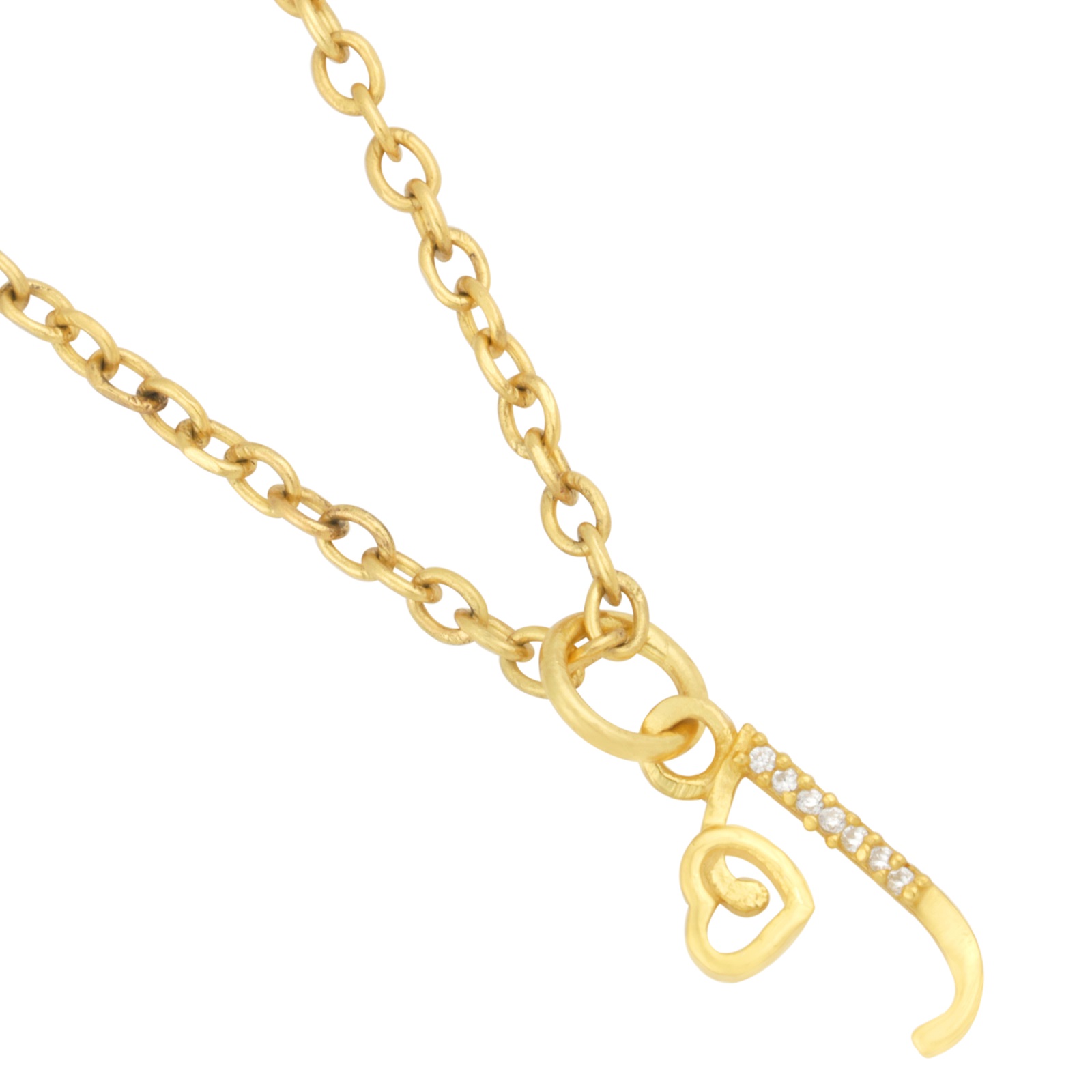 925 Sterling Silver J Initial Pendant Necklace With White CZ