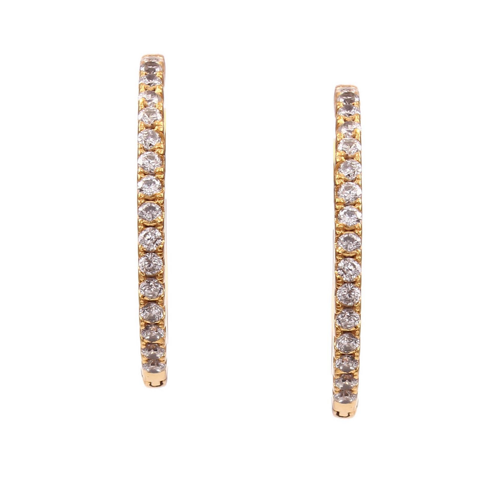 Gold Plated 925 Sterling Silver Hoop Earrings With White CZ
