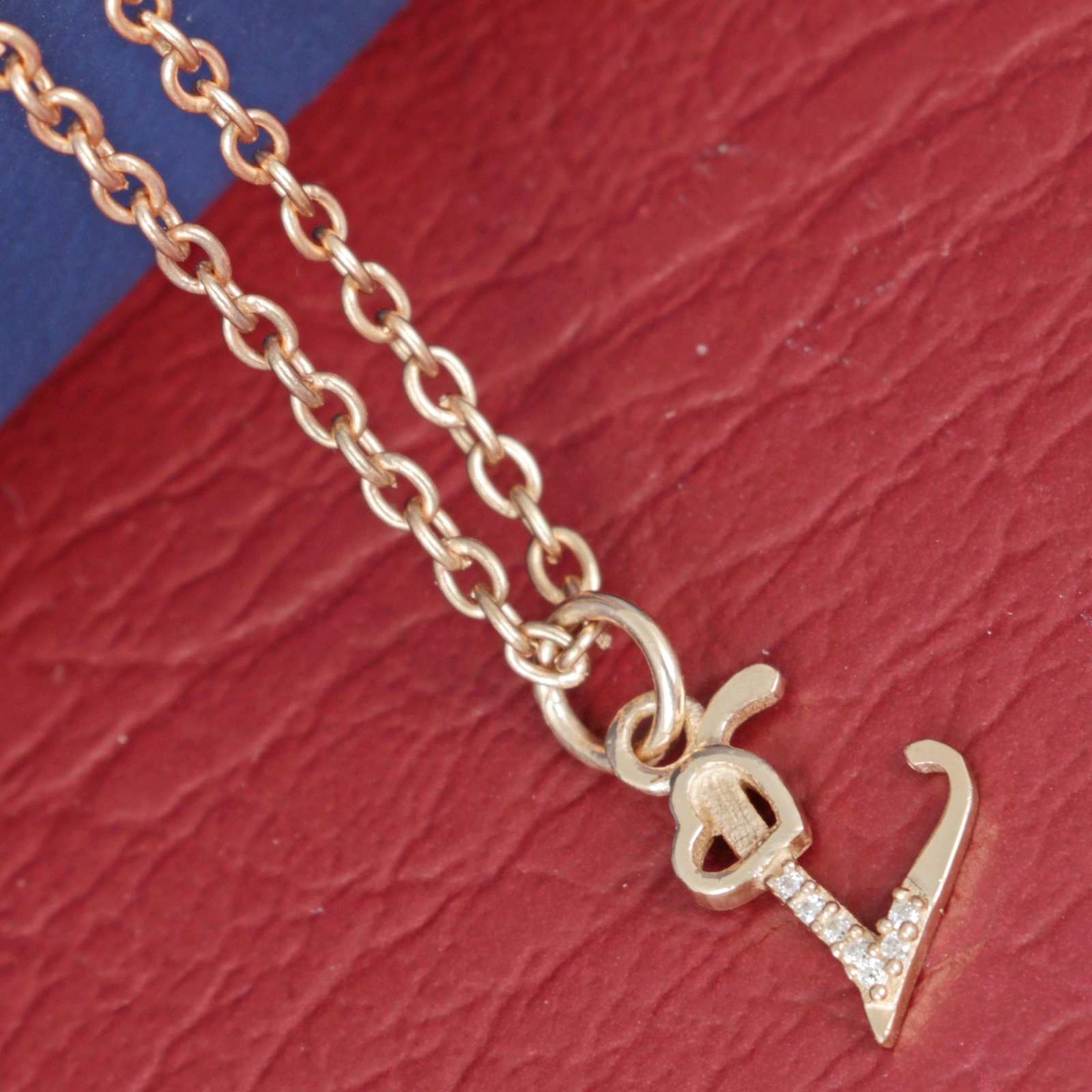 925 Sterling Silver L Initial Pendant Necklace With White CZ