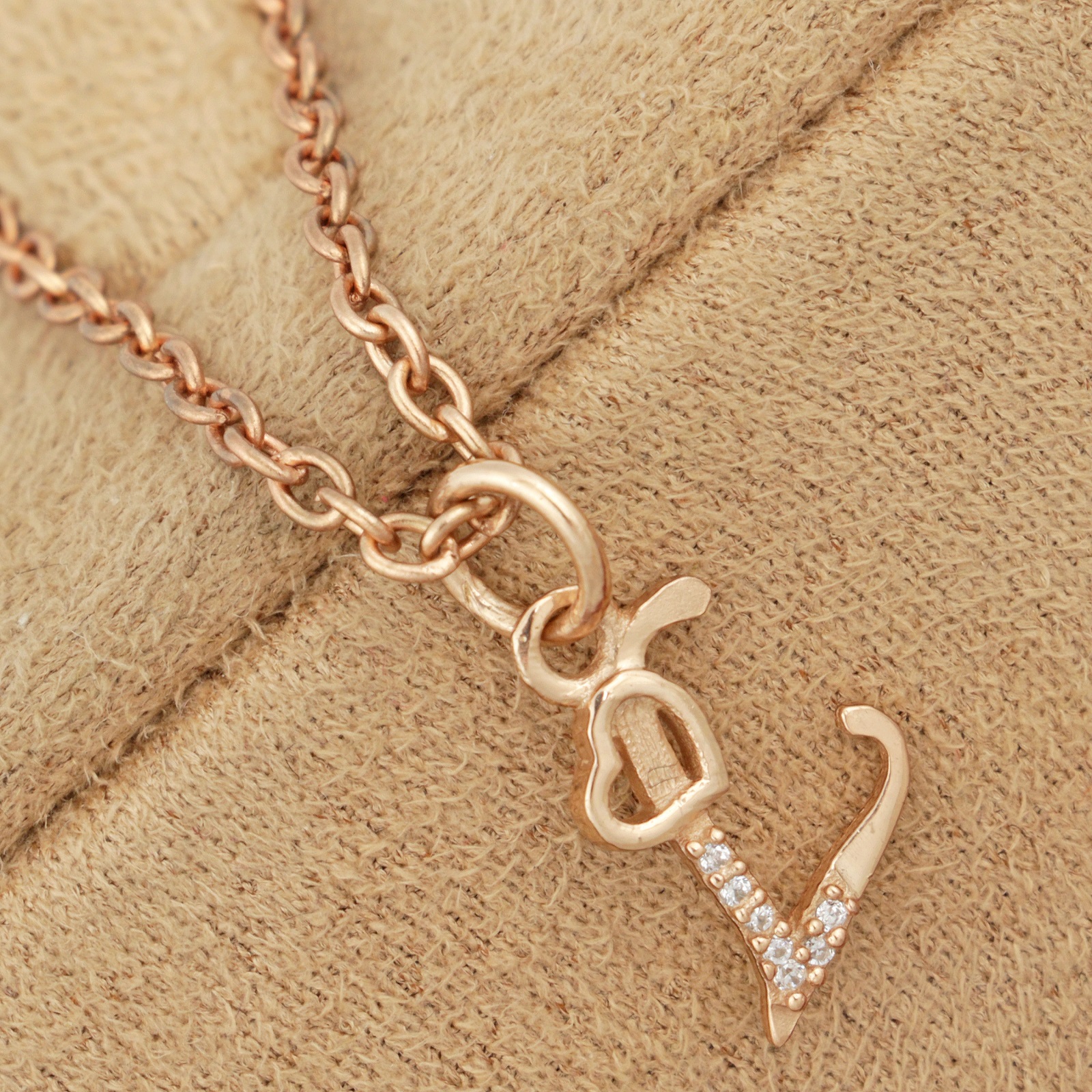 925 Sterling Silver L Initial Pendant Necklace With White CZ