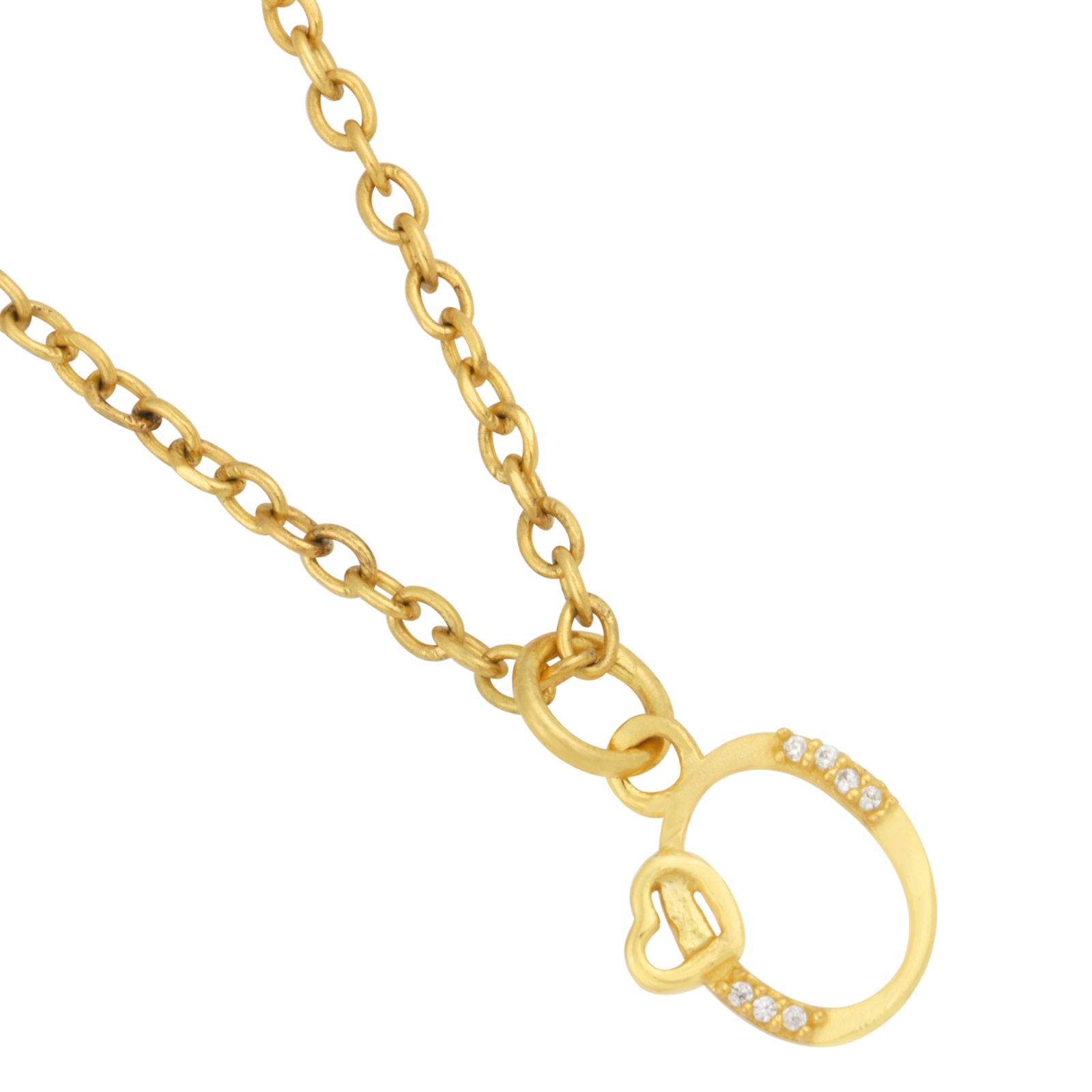 925 Sterling Silver O Initial Pendant Necklace With White CZ