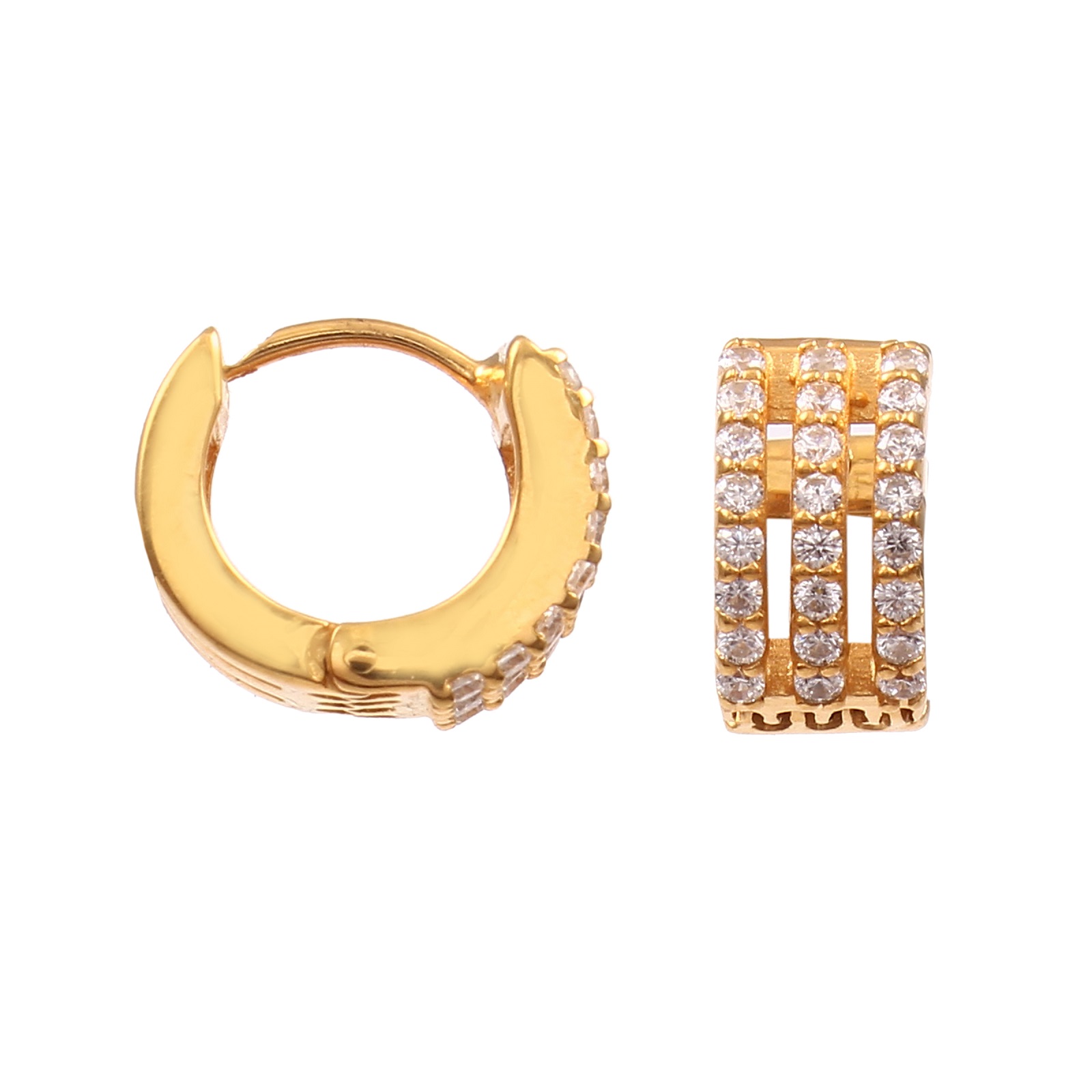 Gold Plated 925 Sterling Silver Pretty Hoop Earrings With CZ
