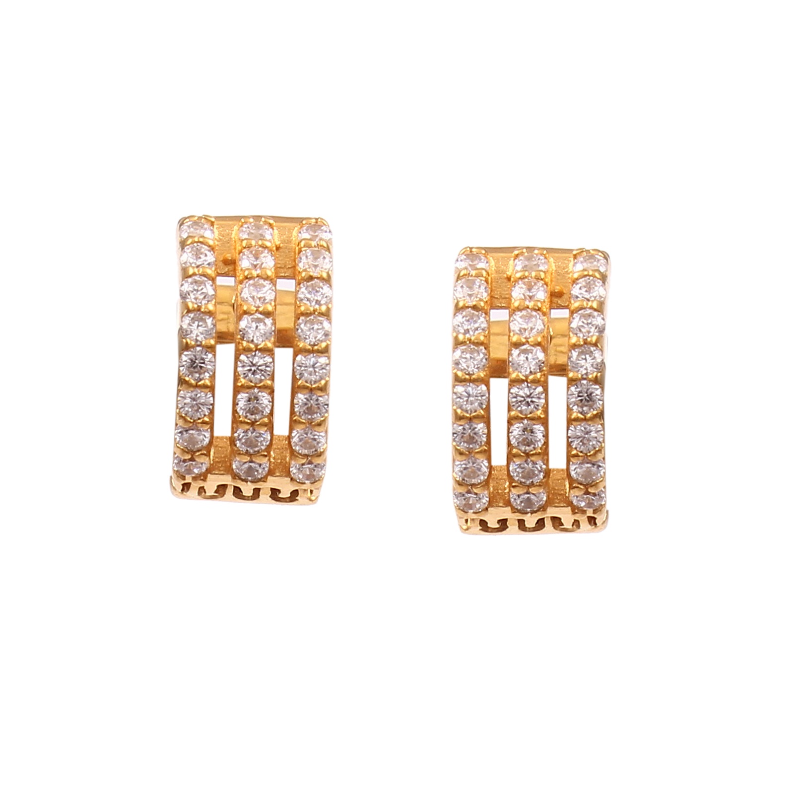 Gold Plated 925 Sterling Silver Pretty Hoop Earrings With CZ
