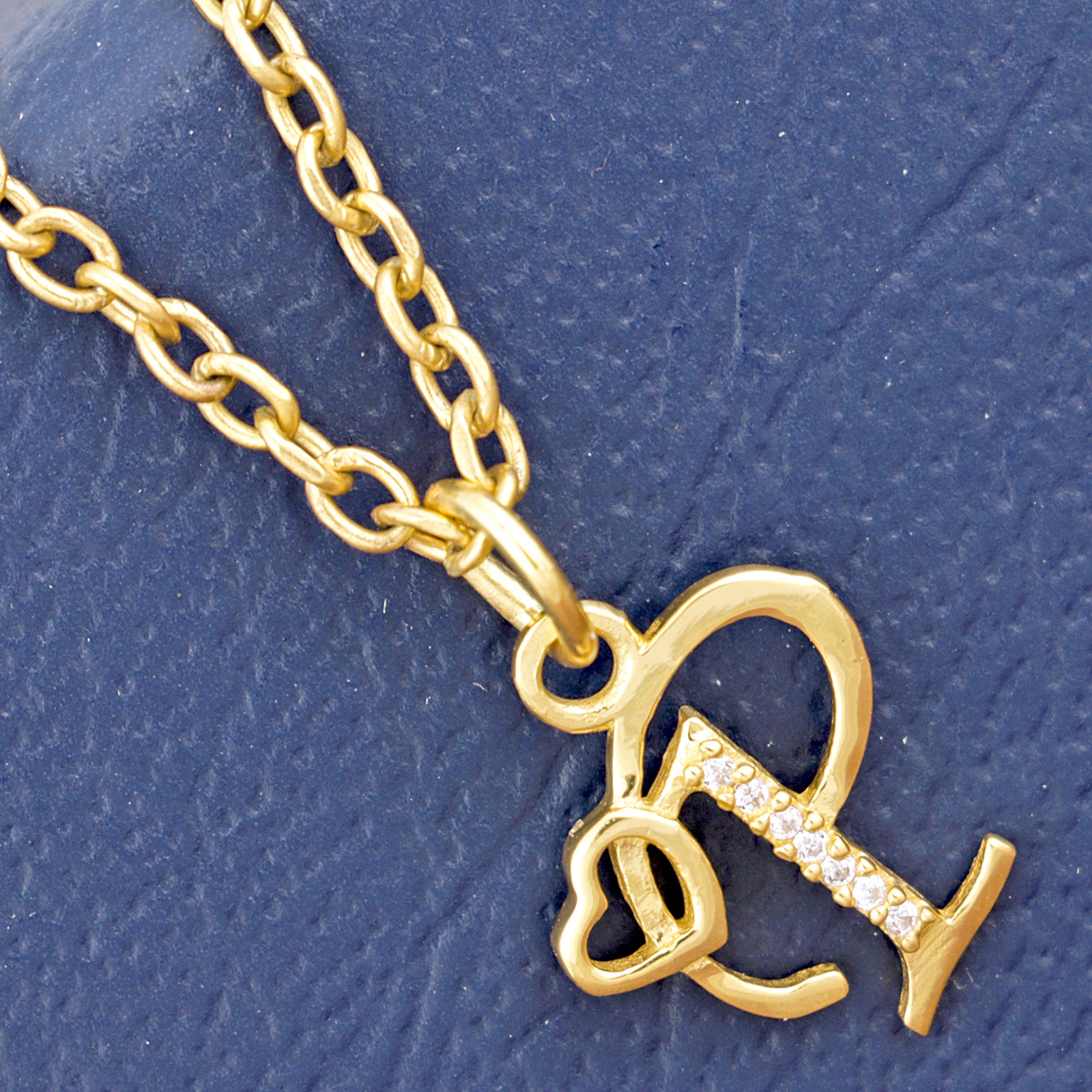 925 Sterling Silver P Initial Pendant Necklace With White CZ