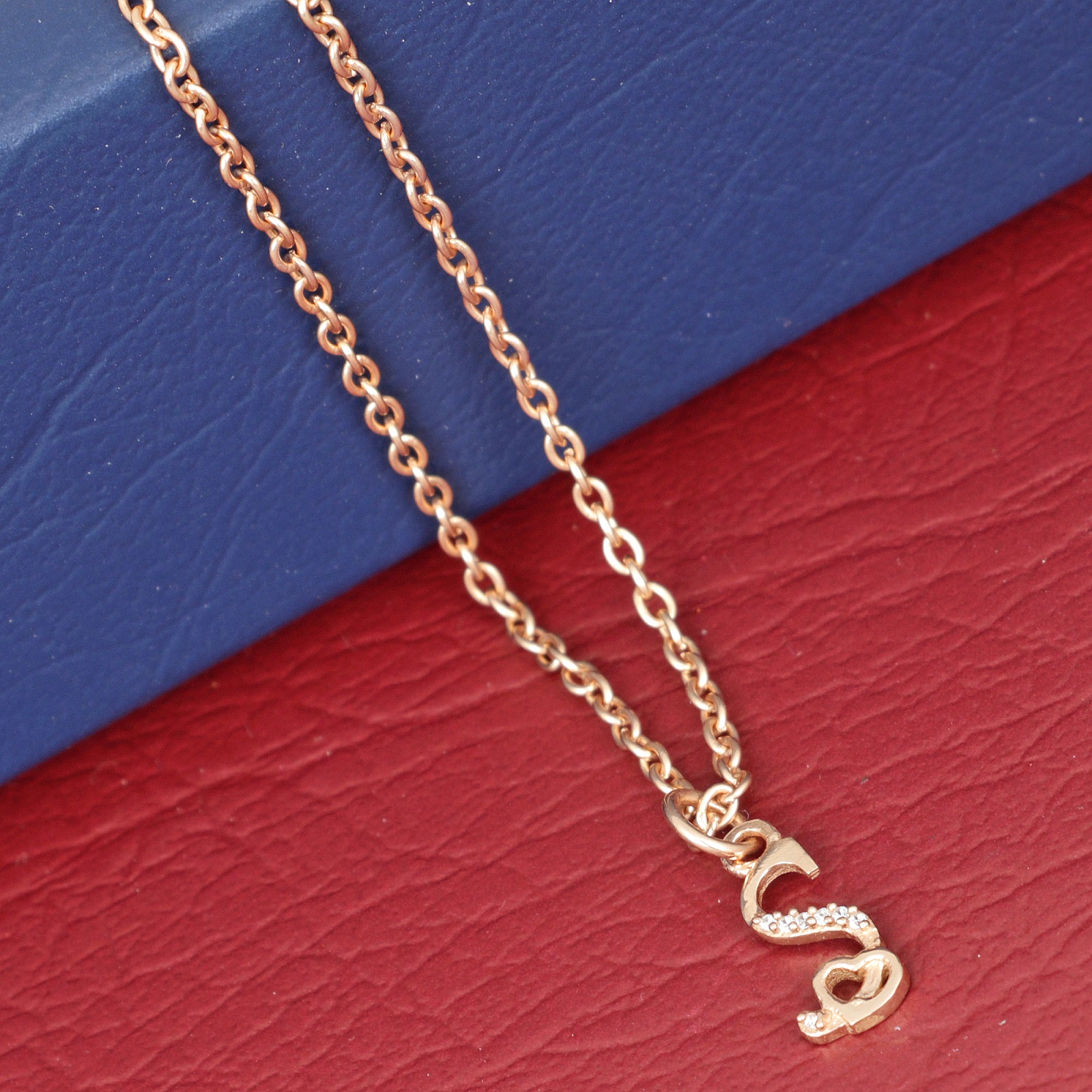 925 Sterling Silver S Initial Pendant Necklace With White CZ