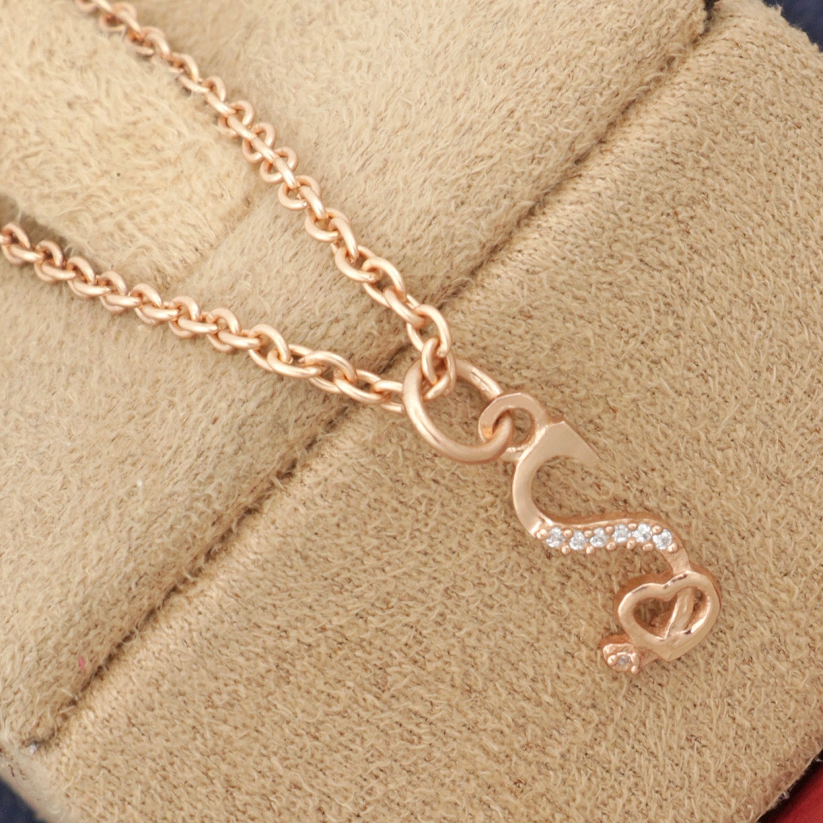 925 Sterling Silver S Initial Pendant Necklace With White CZ