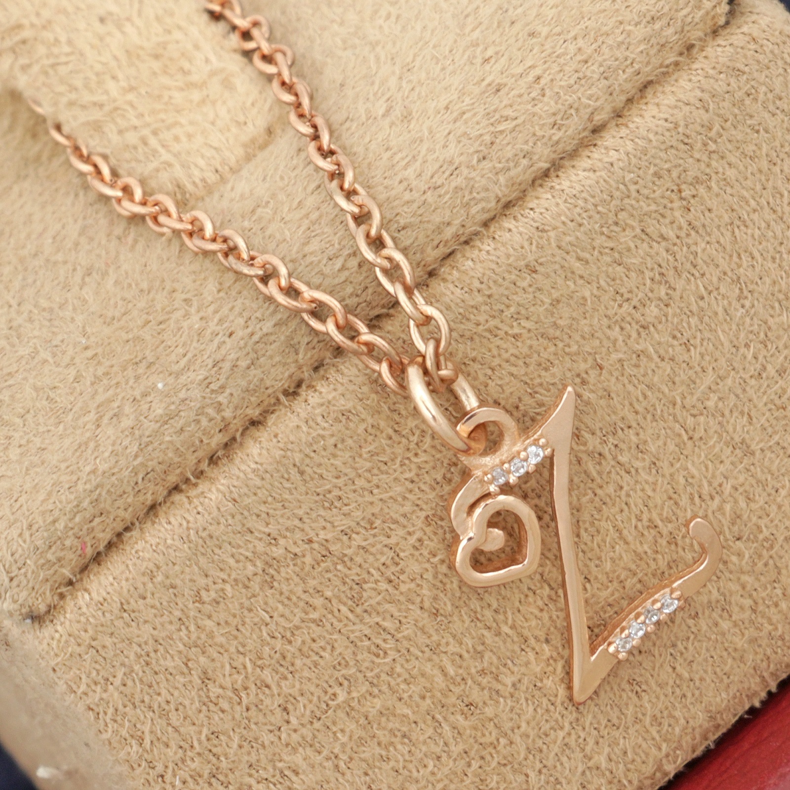 925 Sterling Silver Z Initial Pendant Necklace With White CZ