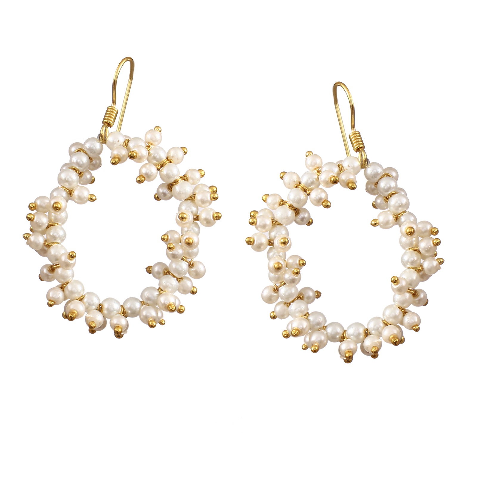 Gold Plated 925 Sterling Silver Pearl Bunch Earring For Girl