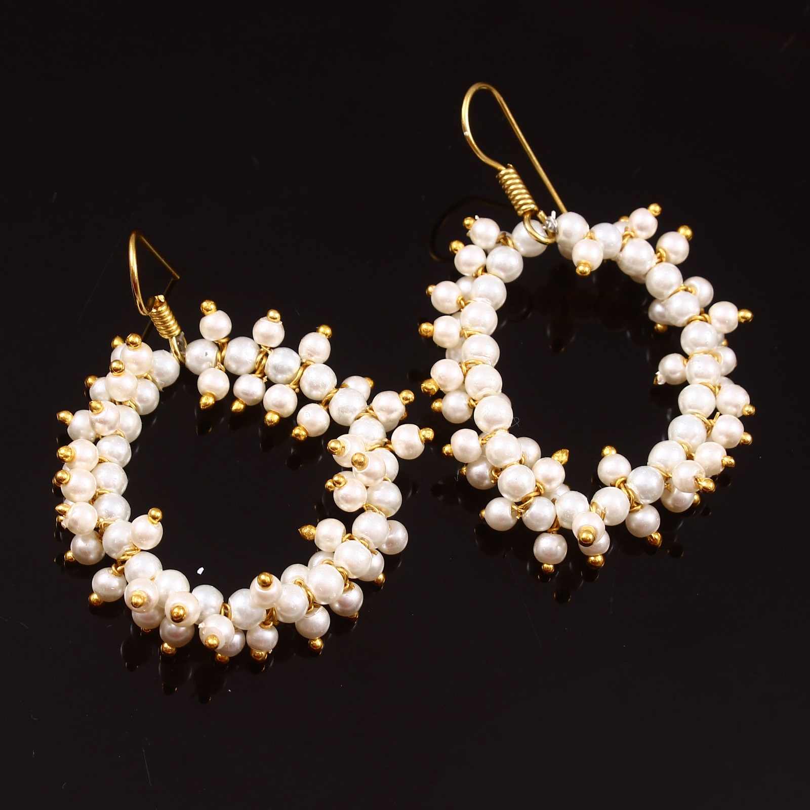 Gold Plated 925 Sterling Silver Pearl Bunch Earring For Girl