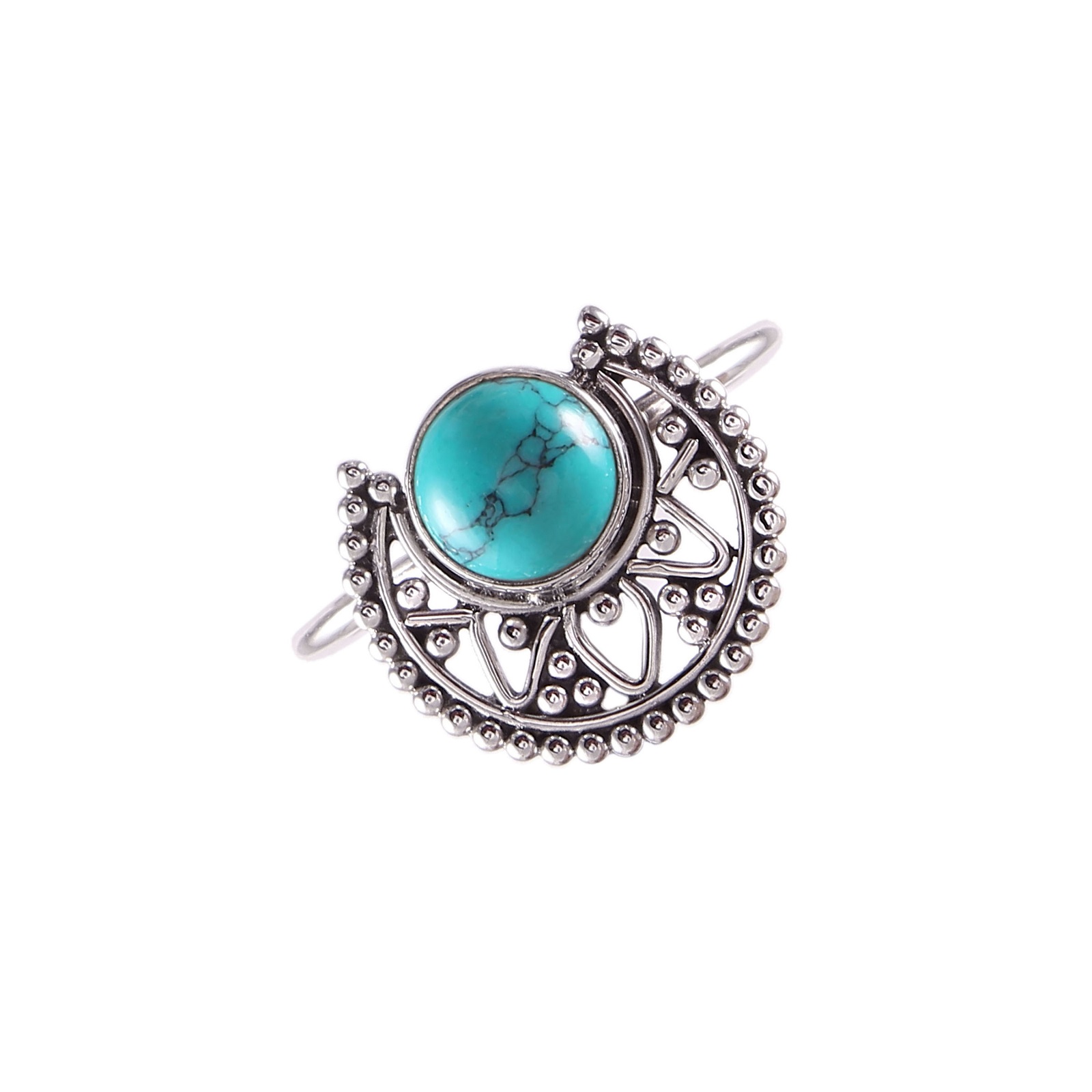 925 Sterling Silver Round Turquoise Gemstone Handmade Ring