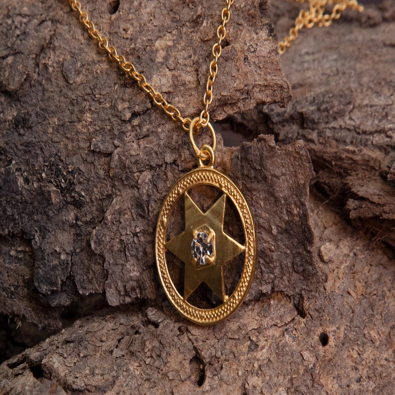 925 Sterling Silver Star With CZ Pendant Necklace
