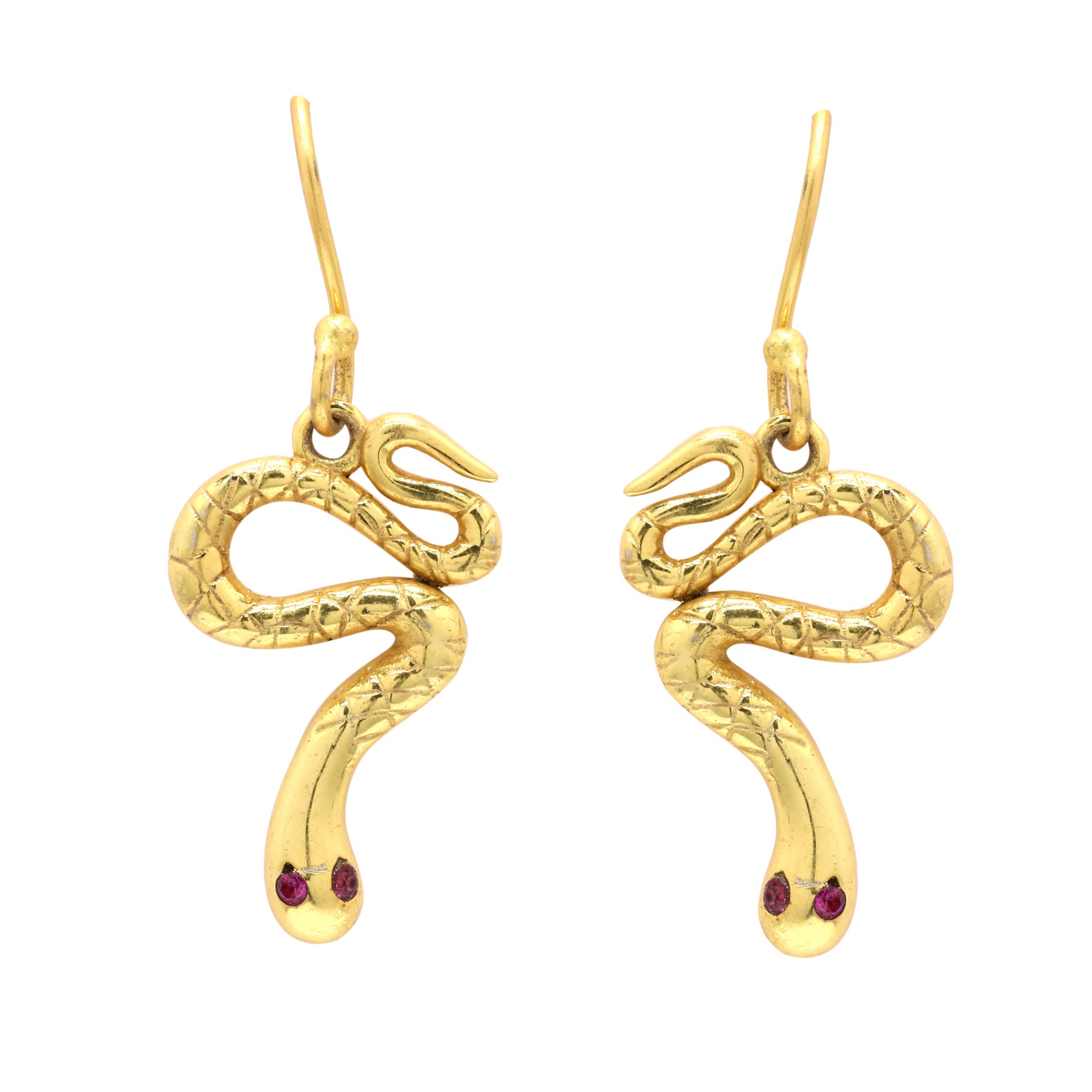 Gold Plated 925 Silver Serpentine Earrings in Ruby For Women