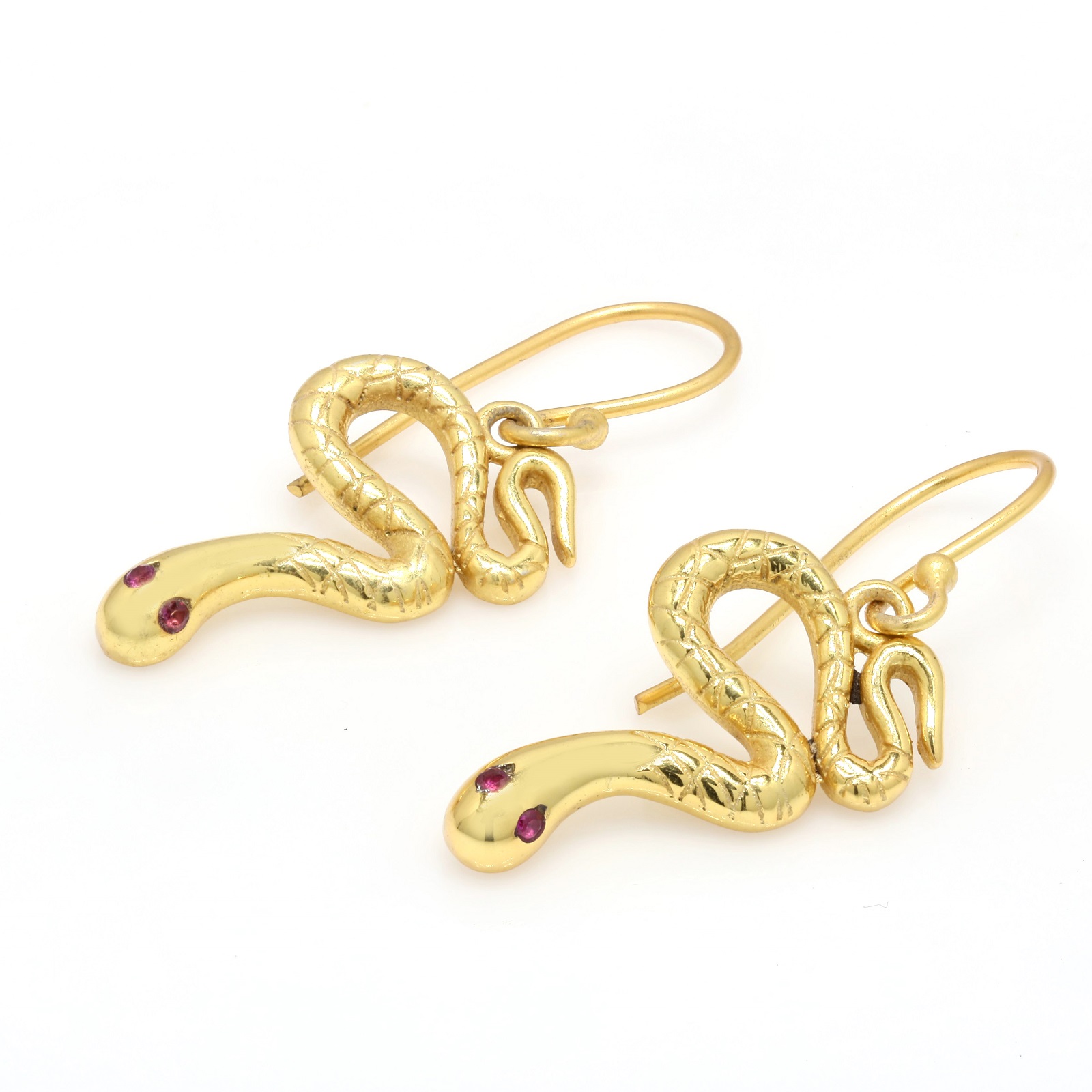 Gold Plated 925 Silver Serpentine Earrings in Ruby For Women