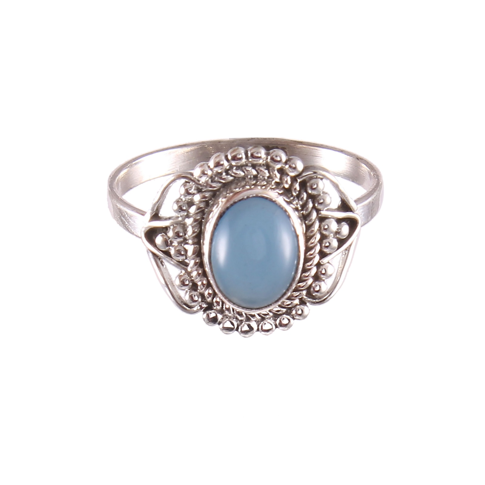 925 Sterling Silver Natural Blue Chalcedony Ring