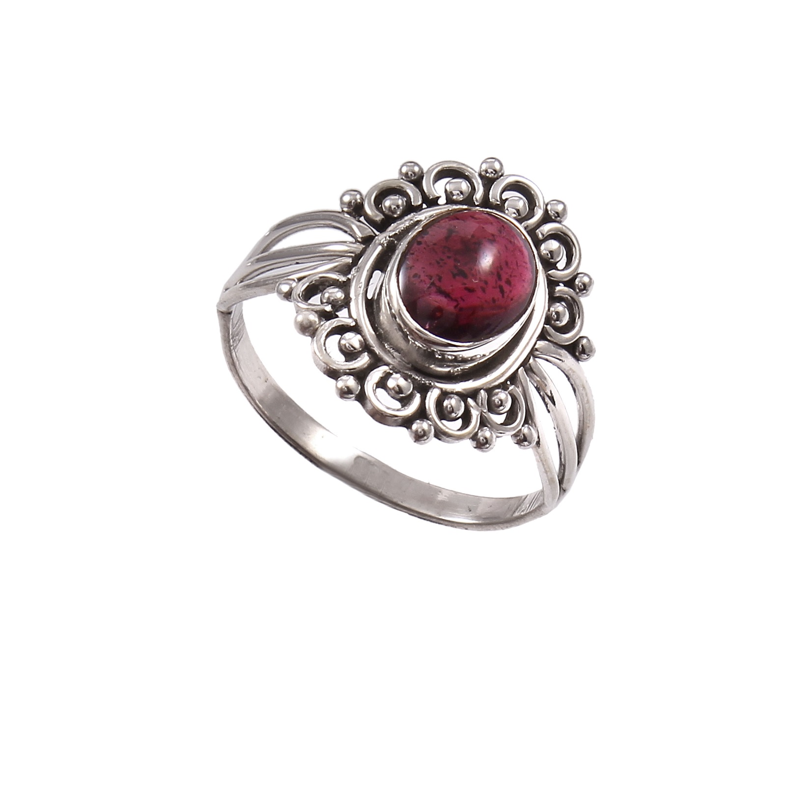 925 Sterling Silver Women Oval Garnet Ring