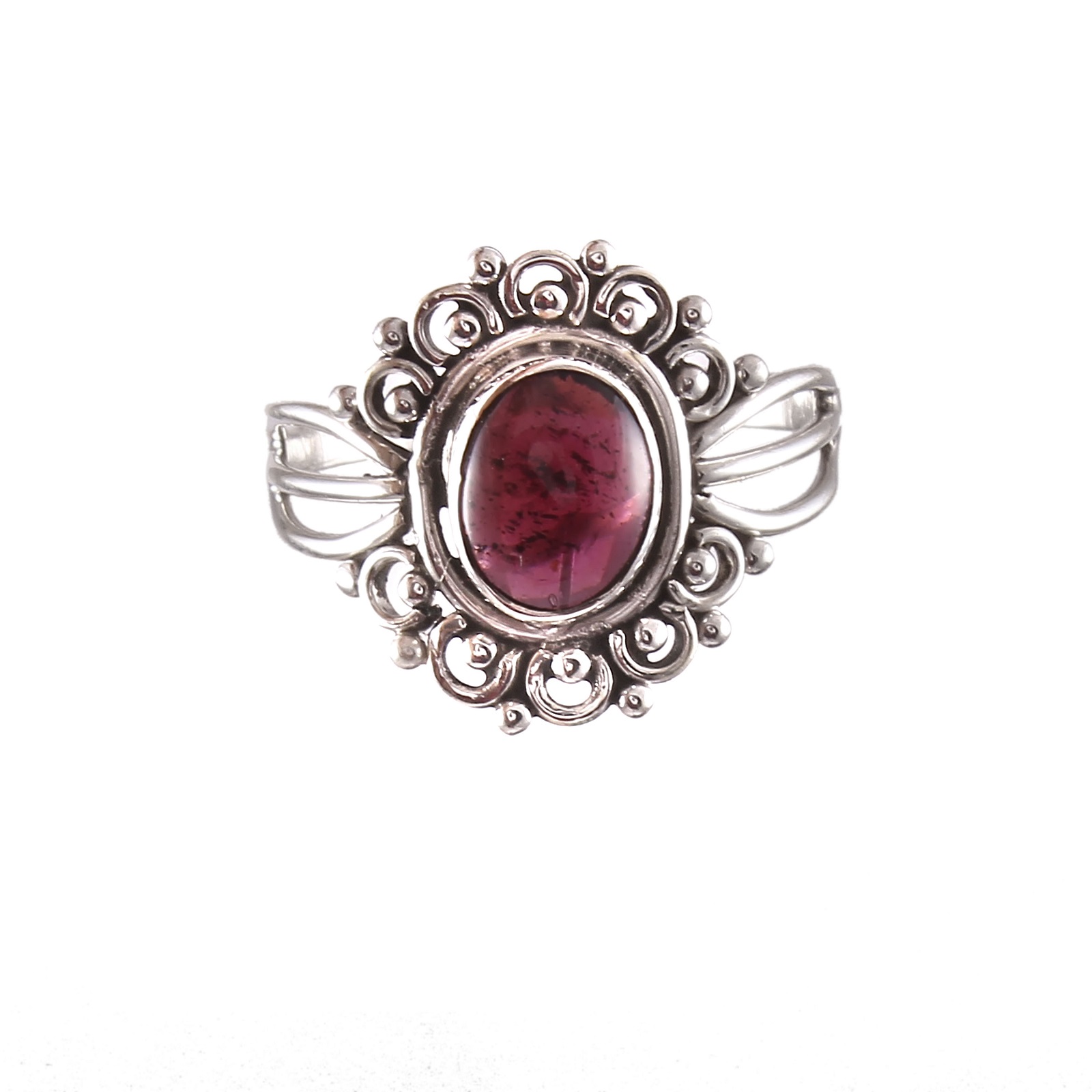 925 Sterling Silver Women Oval Garnet Ring
