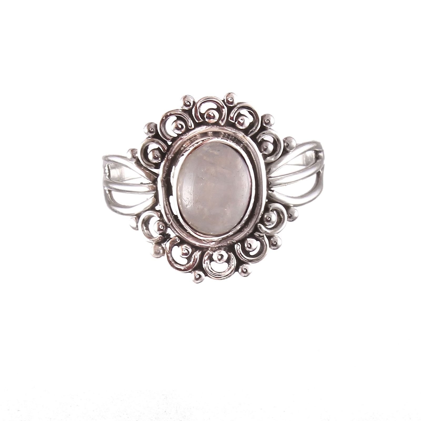 925 Sterling Silver Rainbow Moonstone Rava Design Ring