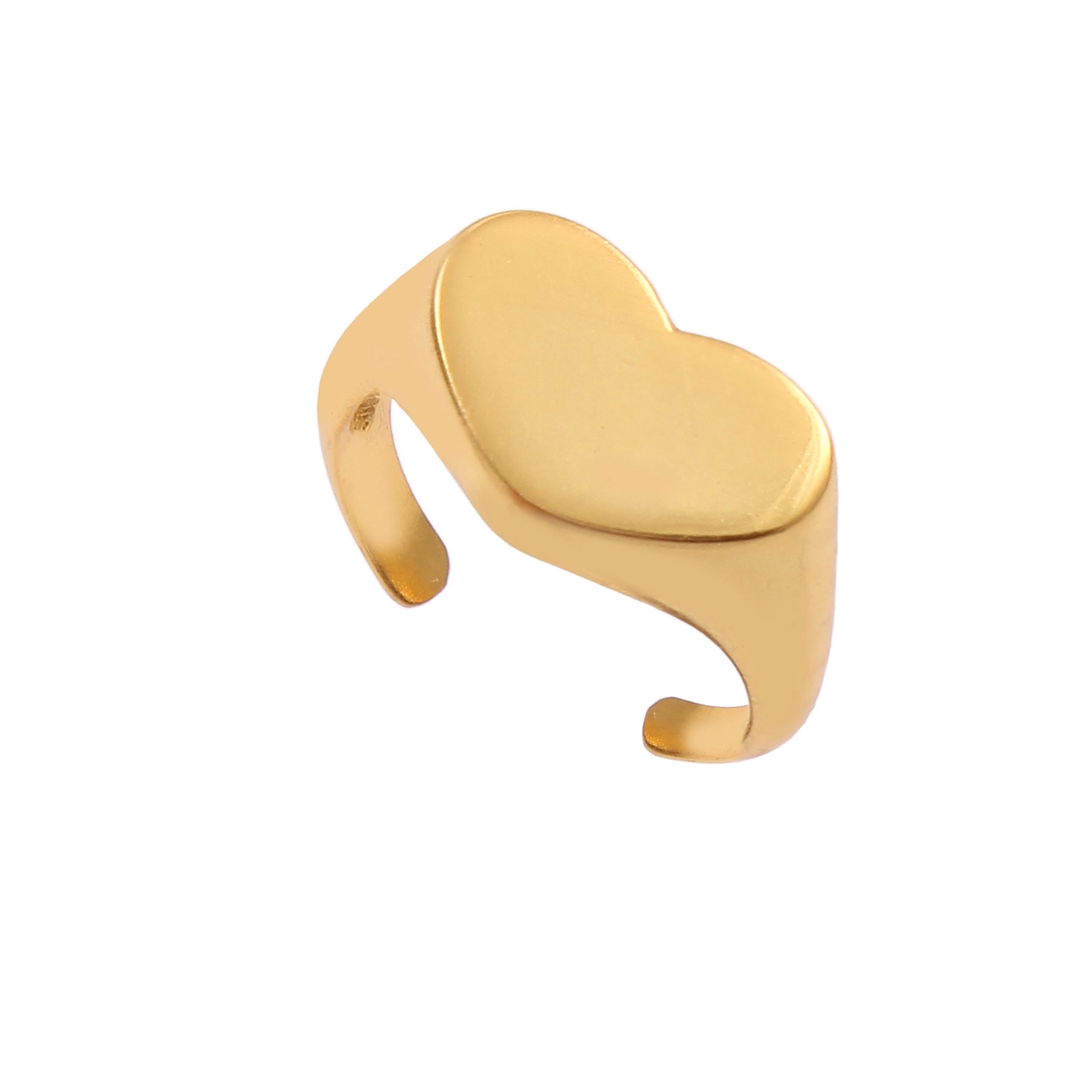 Gold Plated 925 Sterling Silver Heart Signet Adjustable Ring