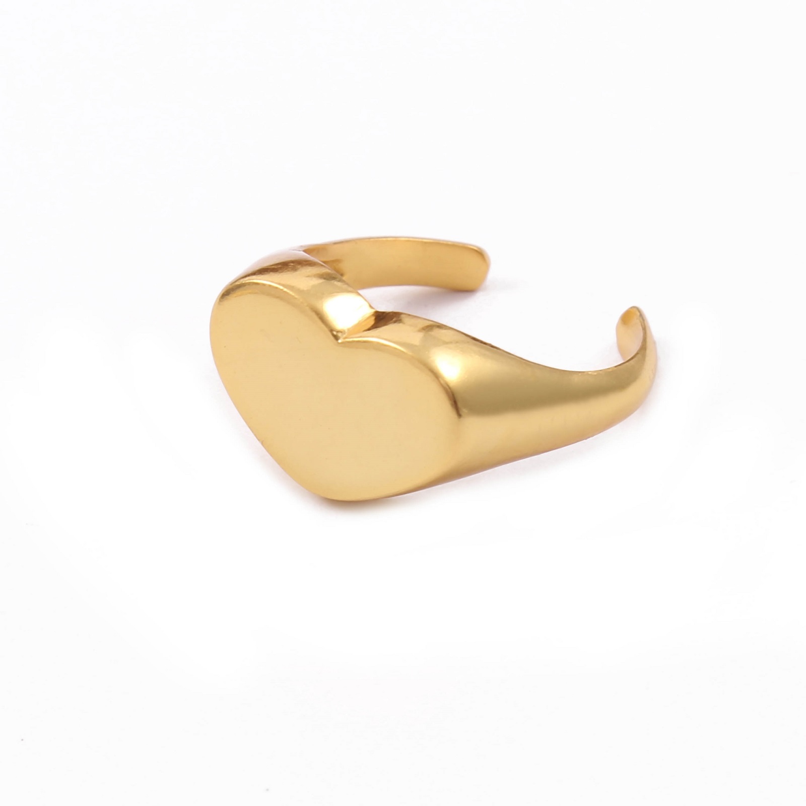 Gold Plated 925 Sterling Silver Heart Signet Adjustable Ring