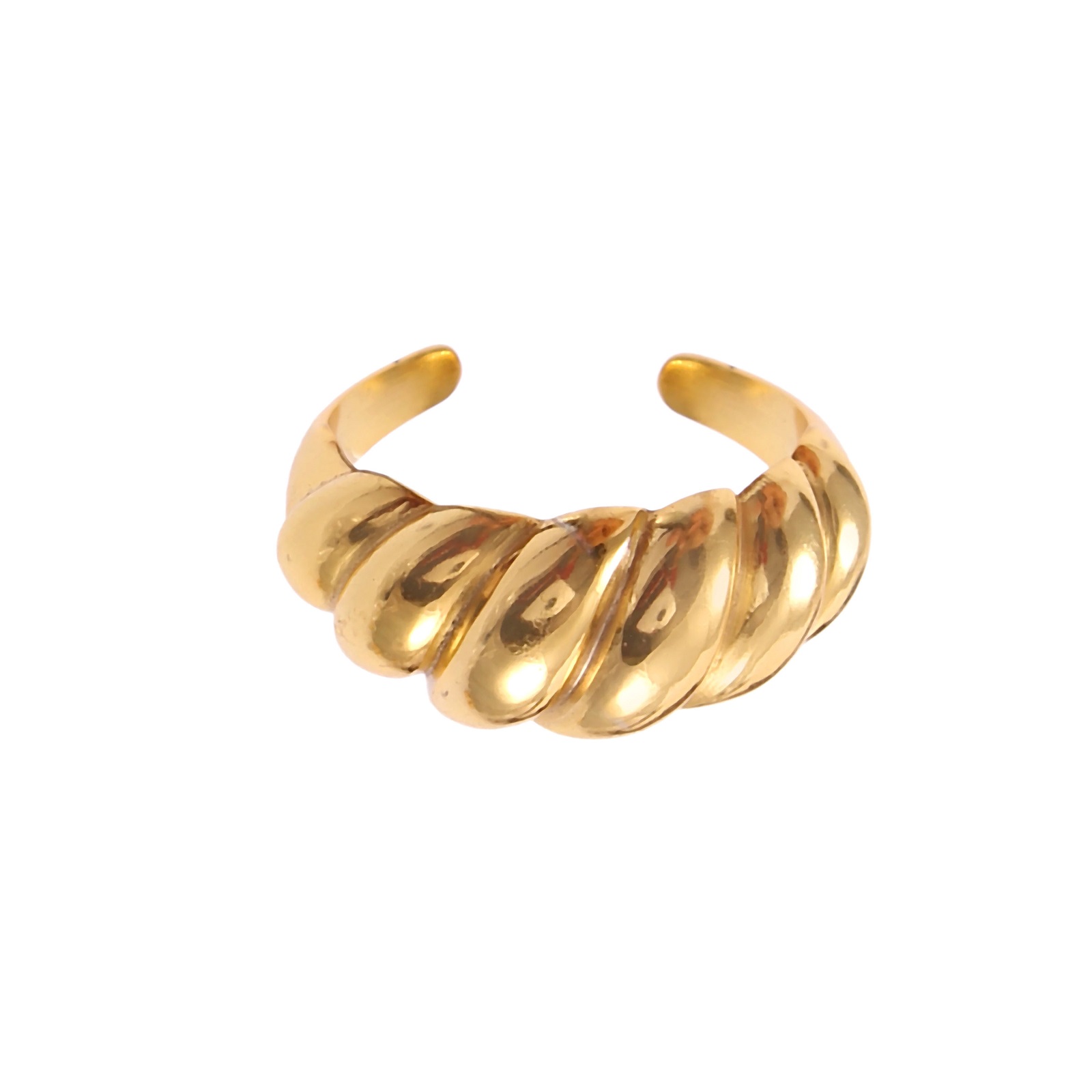 925 Sterling Silver Women Croissant Pattern Adjustable Ring
