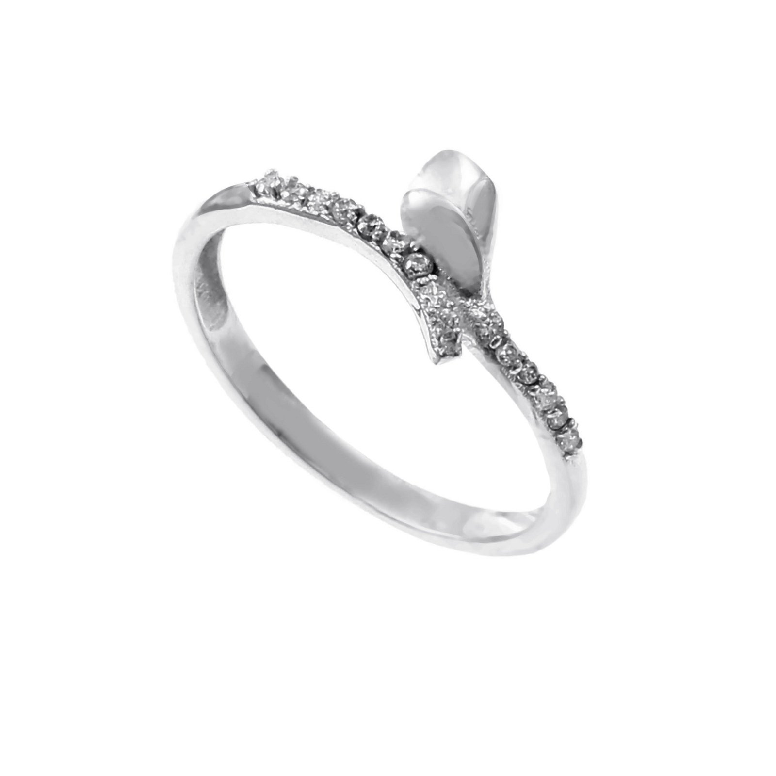 925 Sterling Silver Tulip Floral Design Ring With White CZ