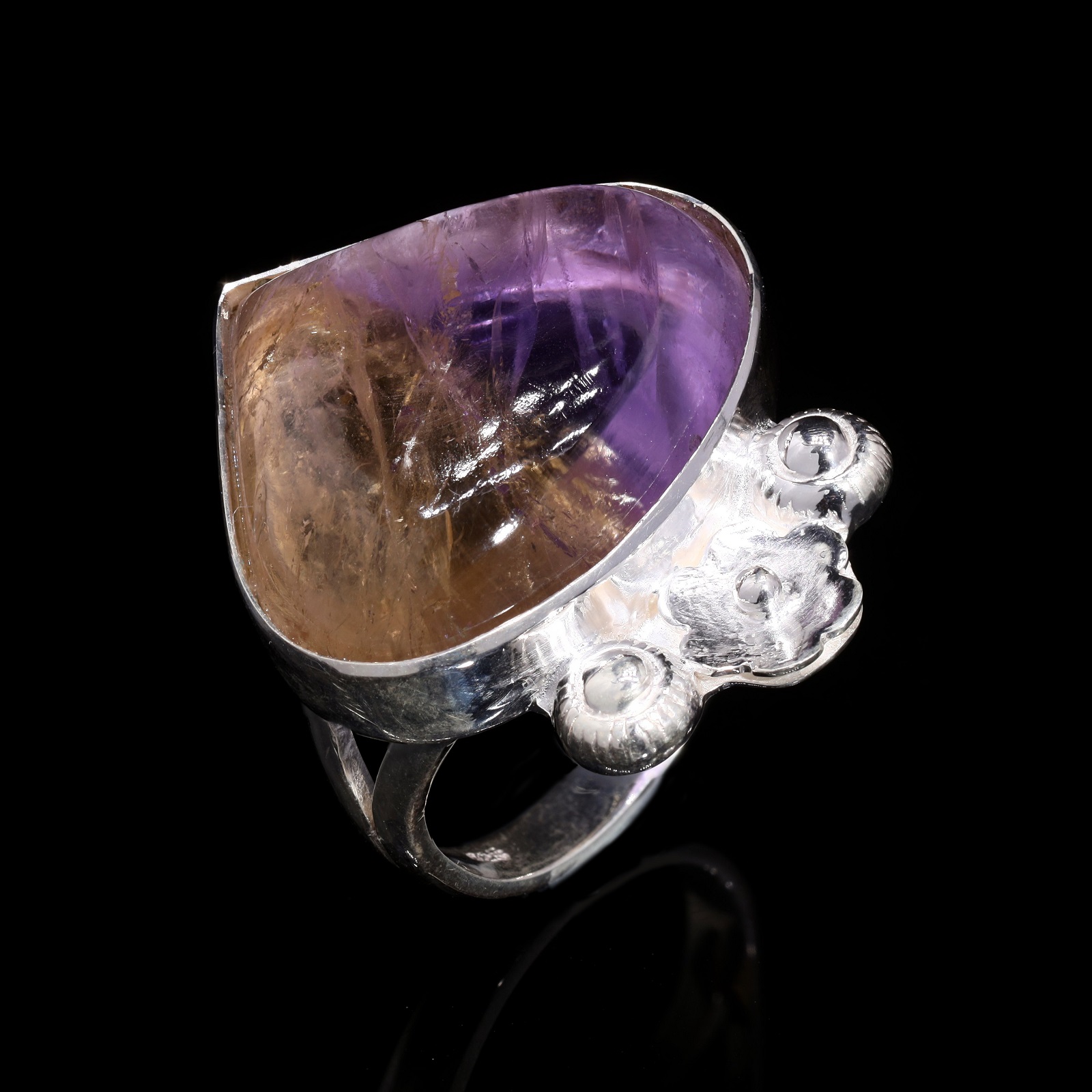 925 Sterling Silver Pear Ametrine Gemstone Ring For Women