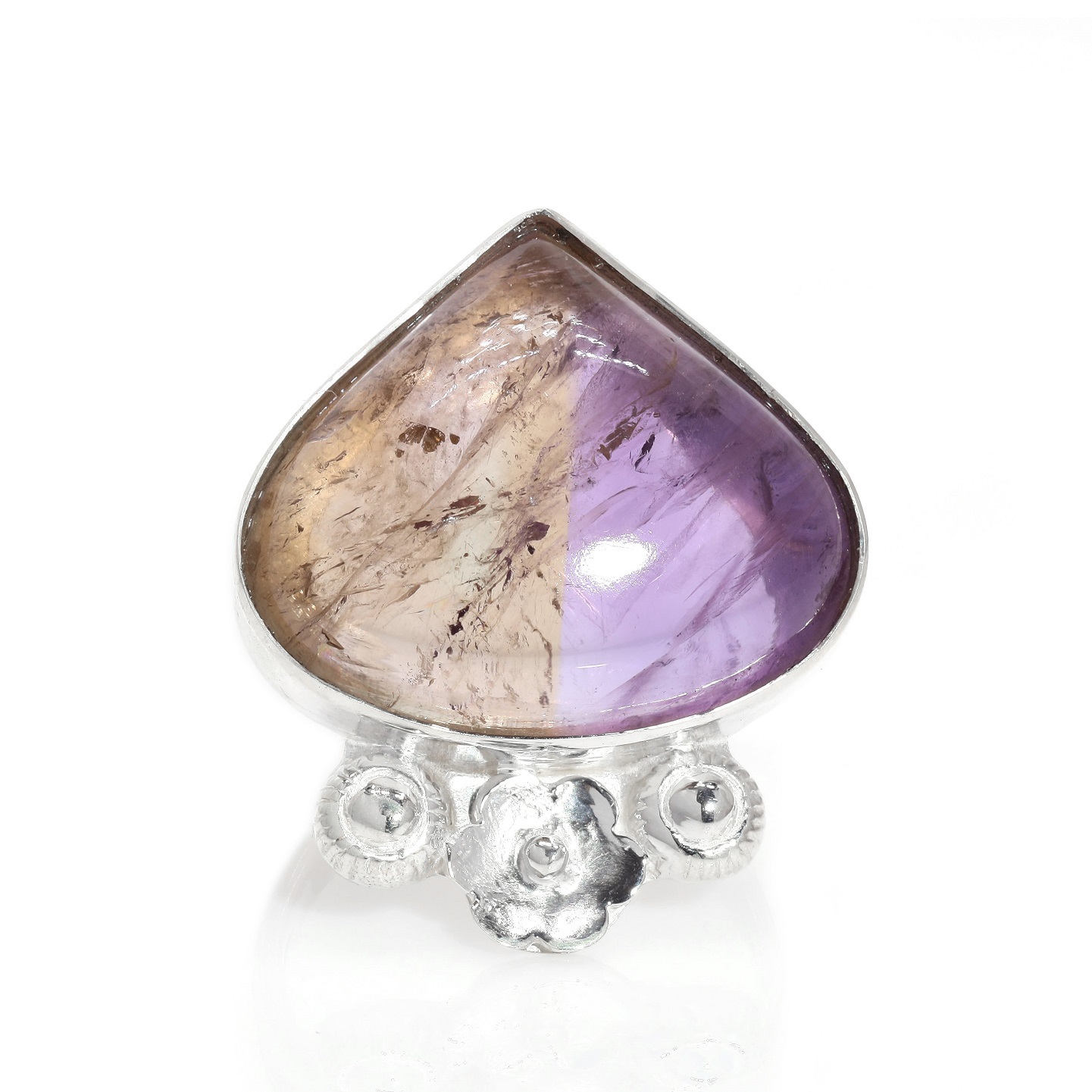 925 Sterling Silver Pear Ametrine Gemstone Ring For Women