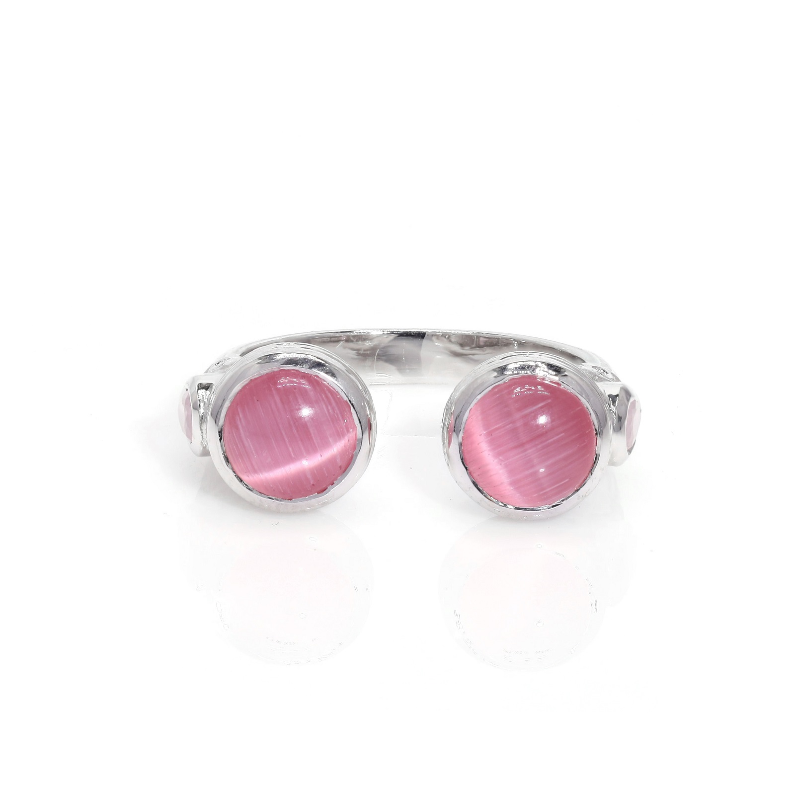 925 Sterling Silver Round Monalisa Stone Adjustable Ring