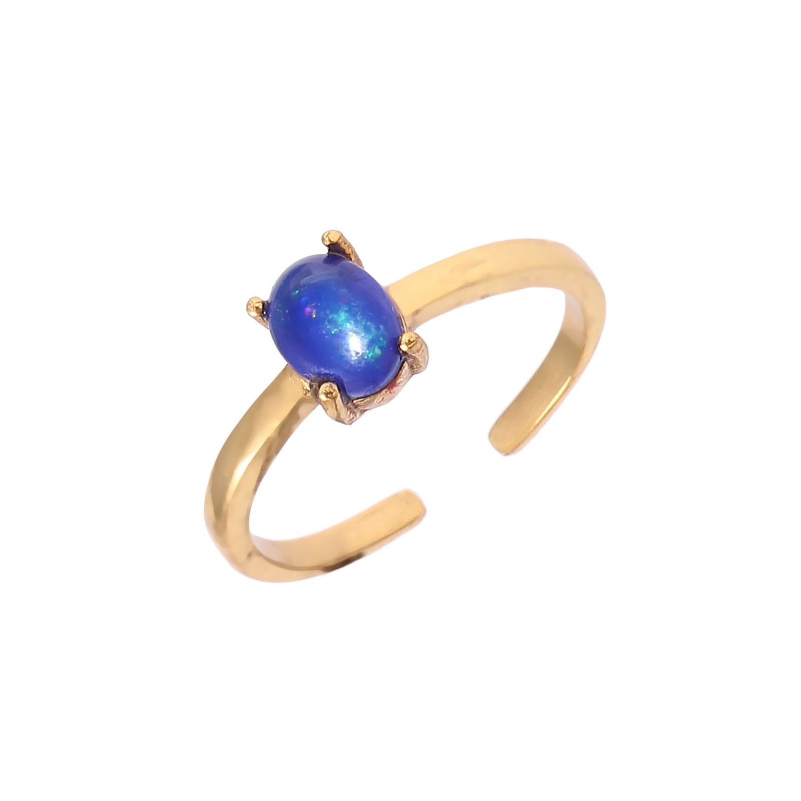 Adjustable 925 Sterling Silver Blue Opal Dyed And CZ Rings