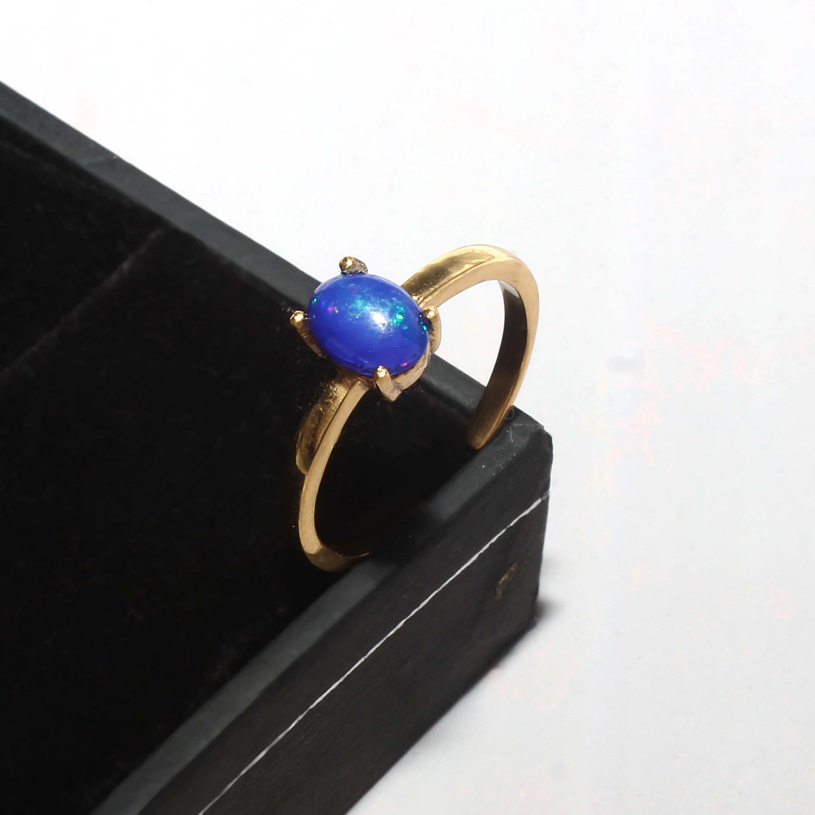Adjustable 925 Sterling Silver Blue Opal Dyed And CZ Rings