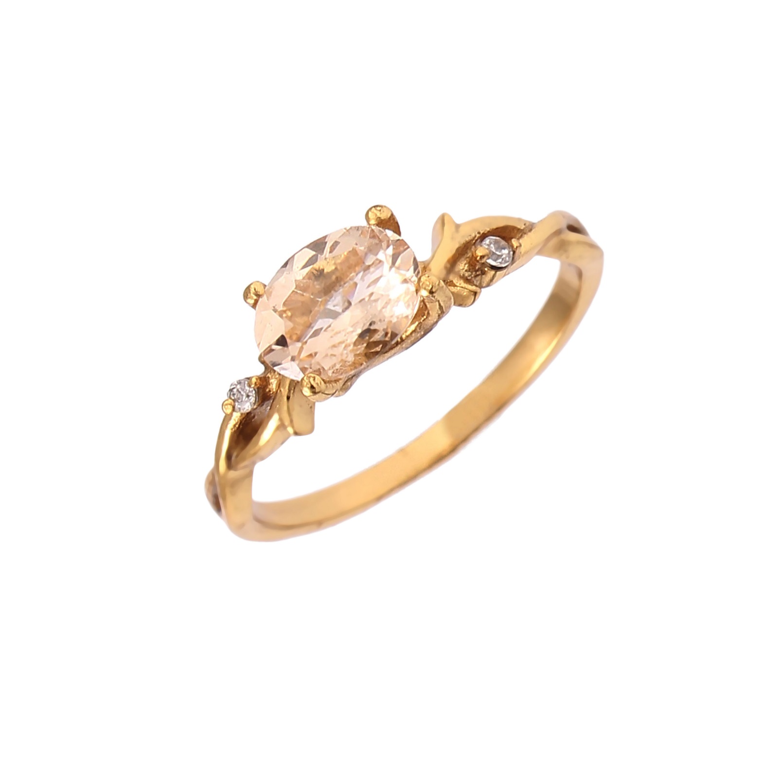Gold Plated 925 Sterling Silver Pink Morganite And CZ Rings