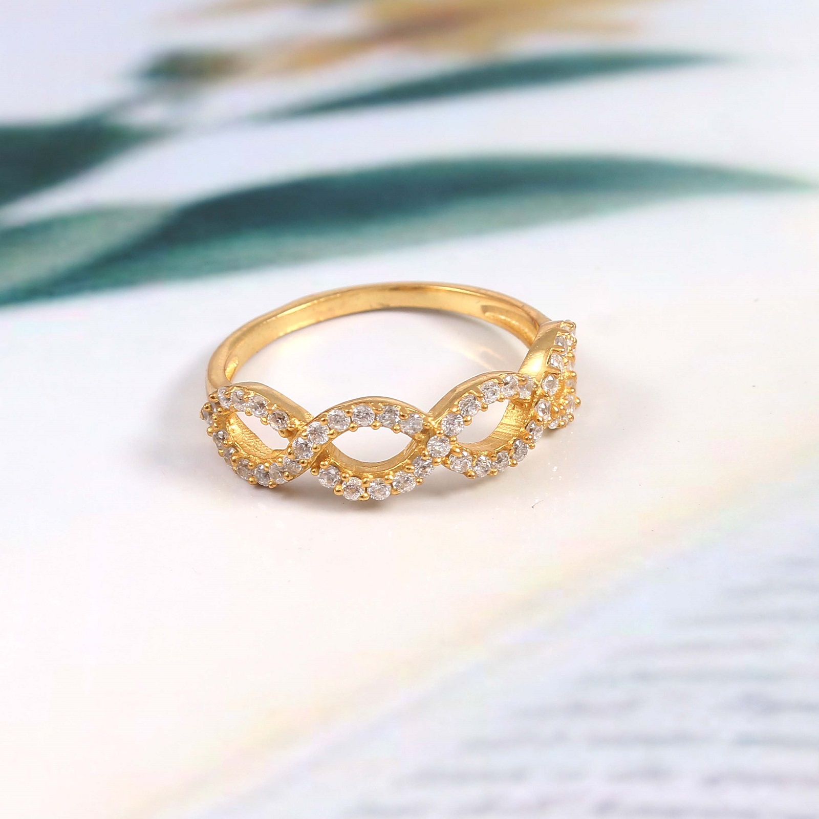Gold Plated 925 Sterling Silver Infinity Ring With White CZ