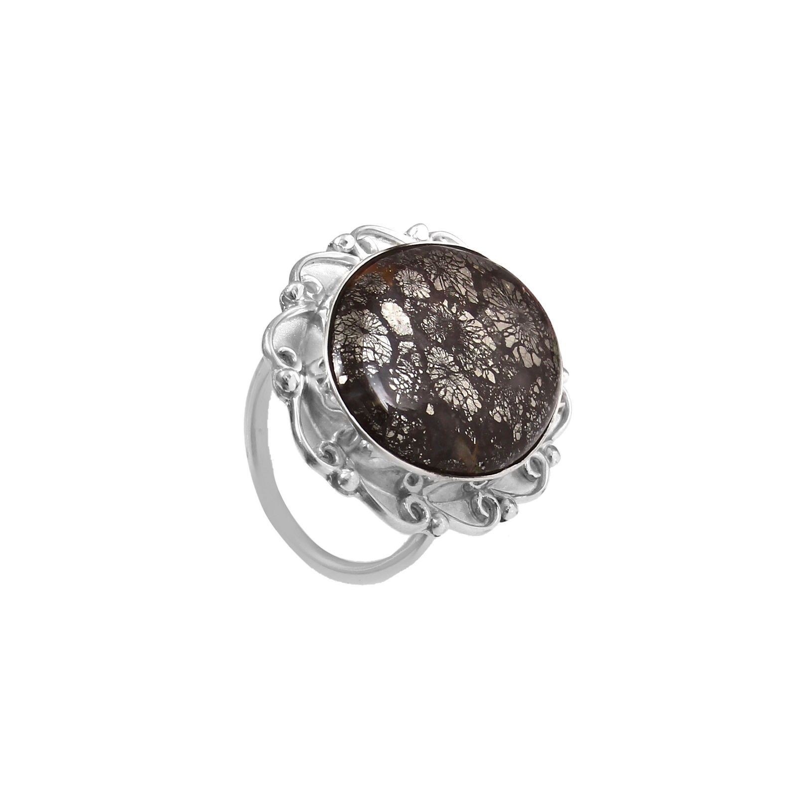 925 Sterling Silver Snowflake Obsidian Gemstone Rings