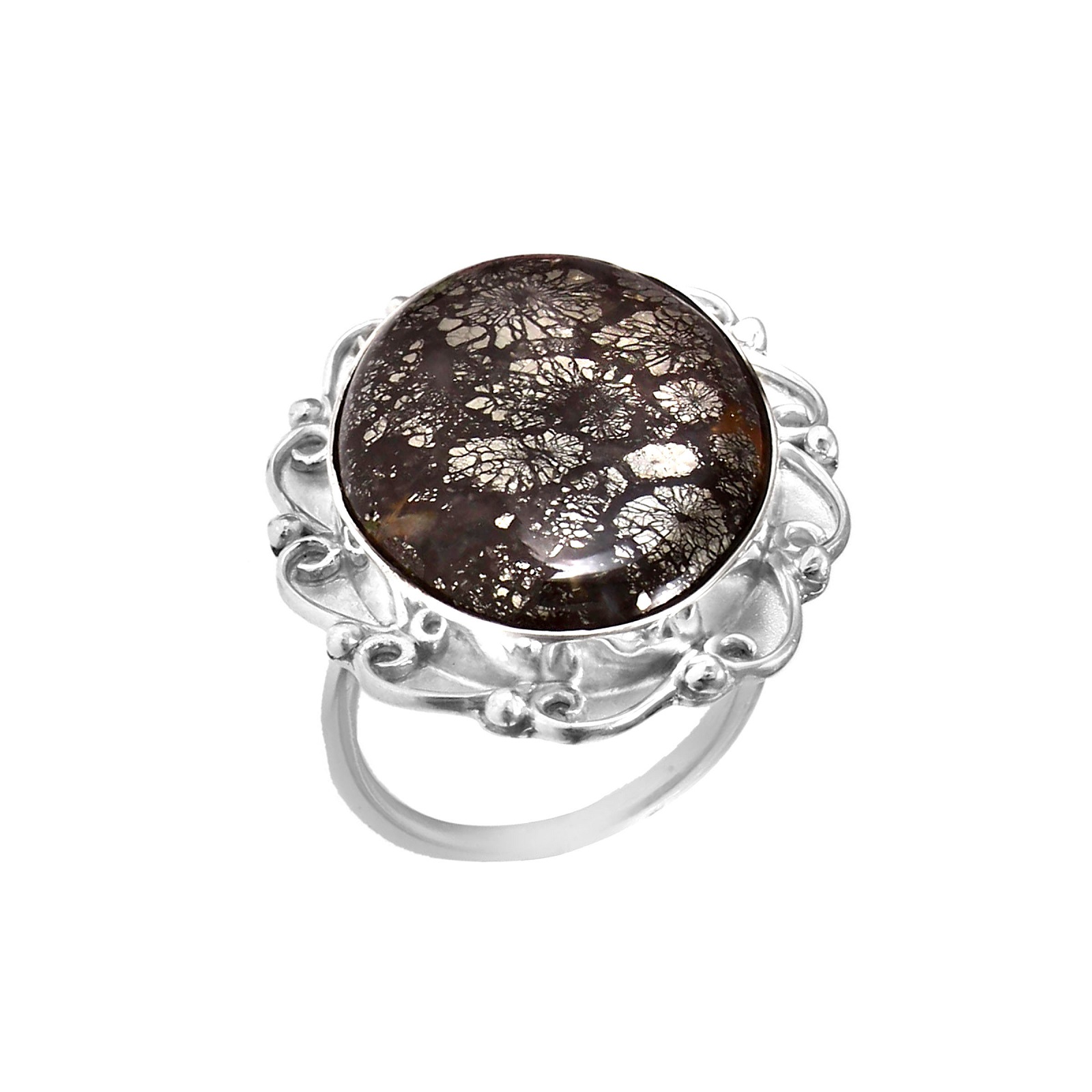925 Sterling Silver Snowflake Obsidian Gemstone Rings