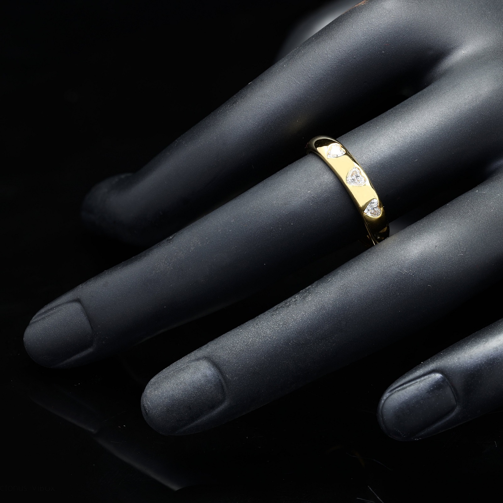 Gold Plated 925 Sterling Silver Heart Shaped White CZ Ring