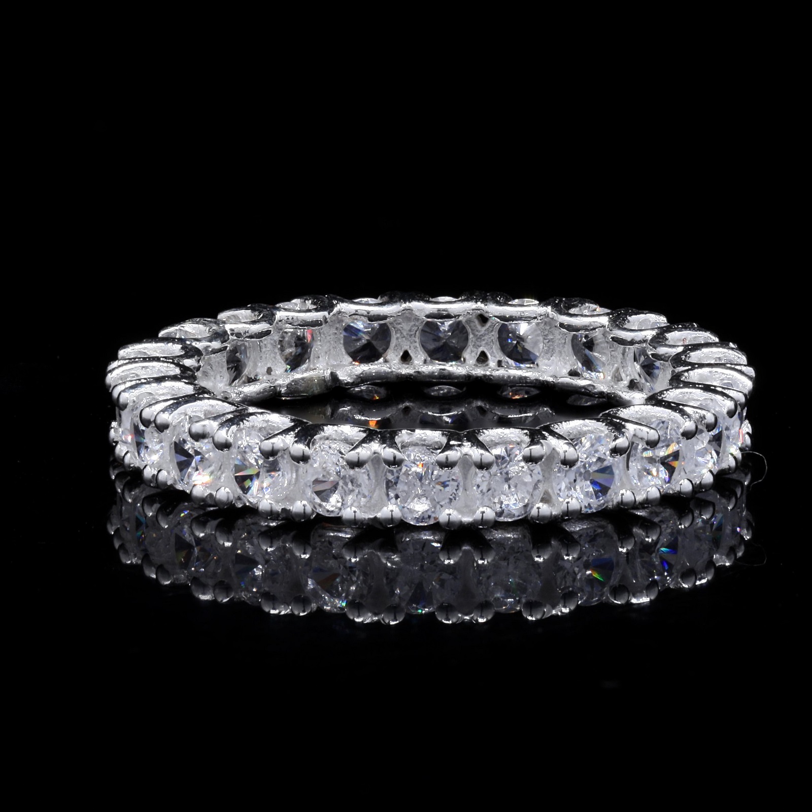 925 Sterling Silver Round White CZ Eternity Band Ring