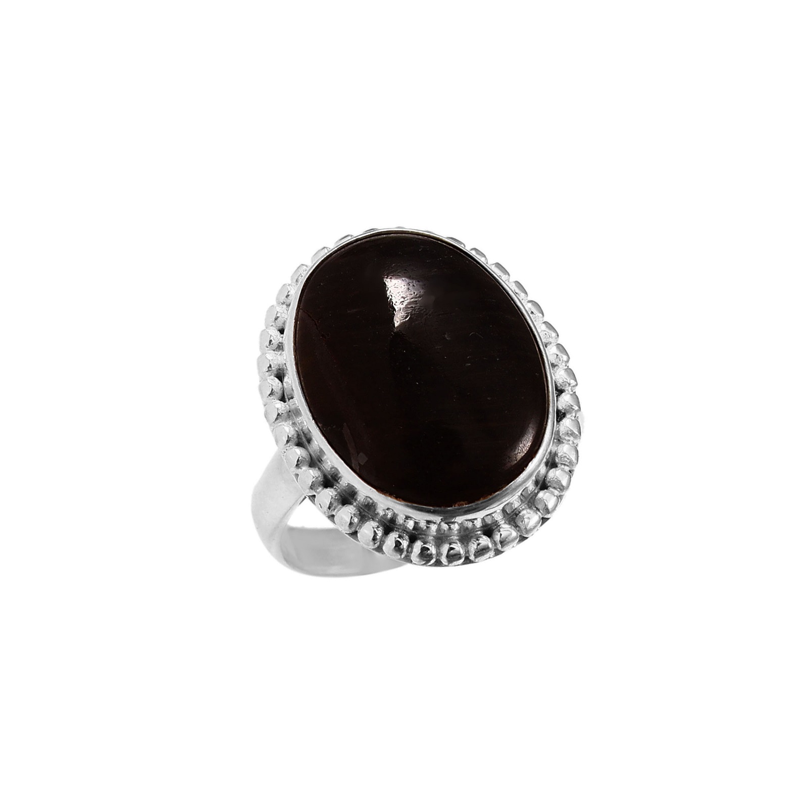 Handmade 925 Sterling Silver Oval Cabochon Black Onyx Ring